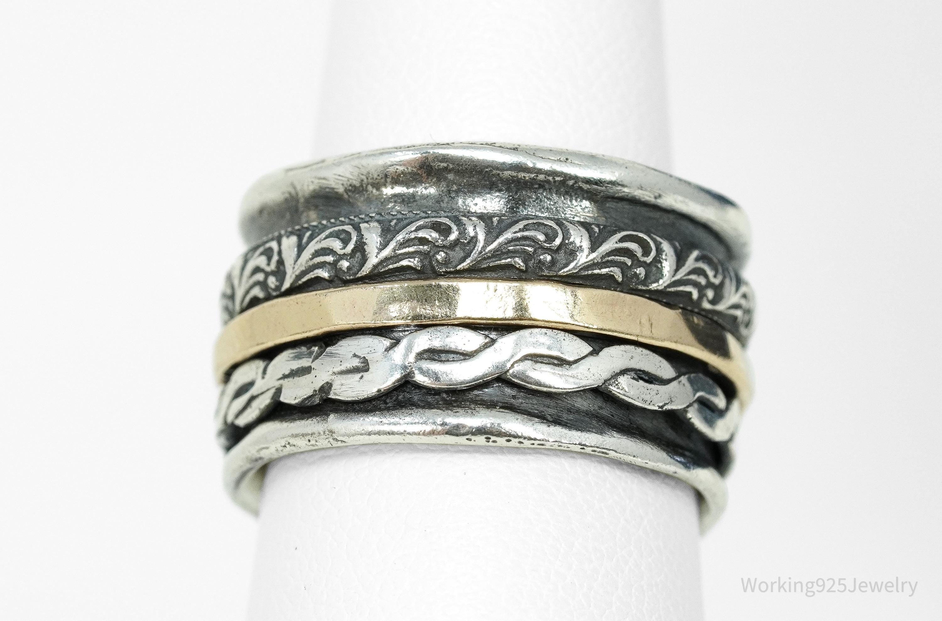 Vintage Gold Vermeil Sterling Silver Spinner Band Ring- Size 7.25