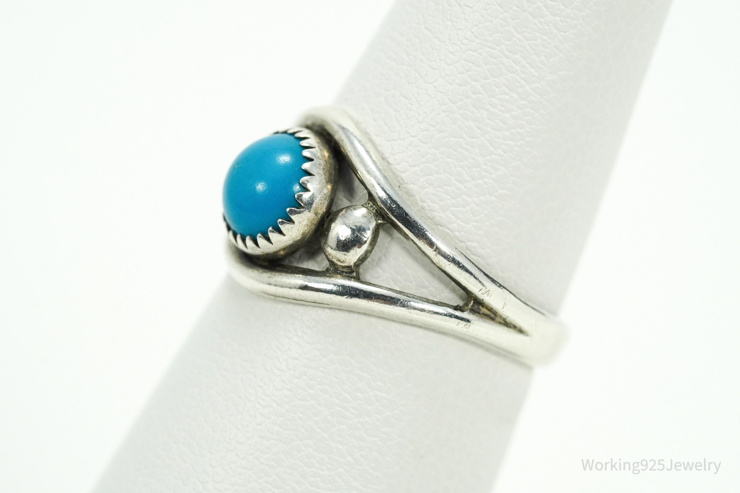 Vintage Native Bell Trading Post Turquoise Sterling Silver Ring - Size 6.5