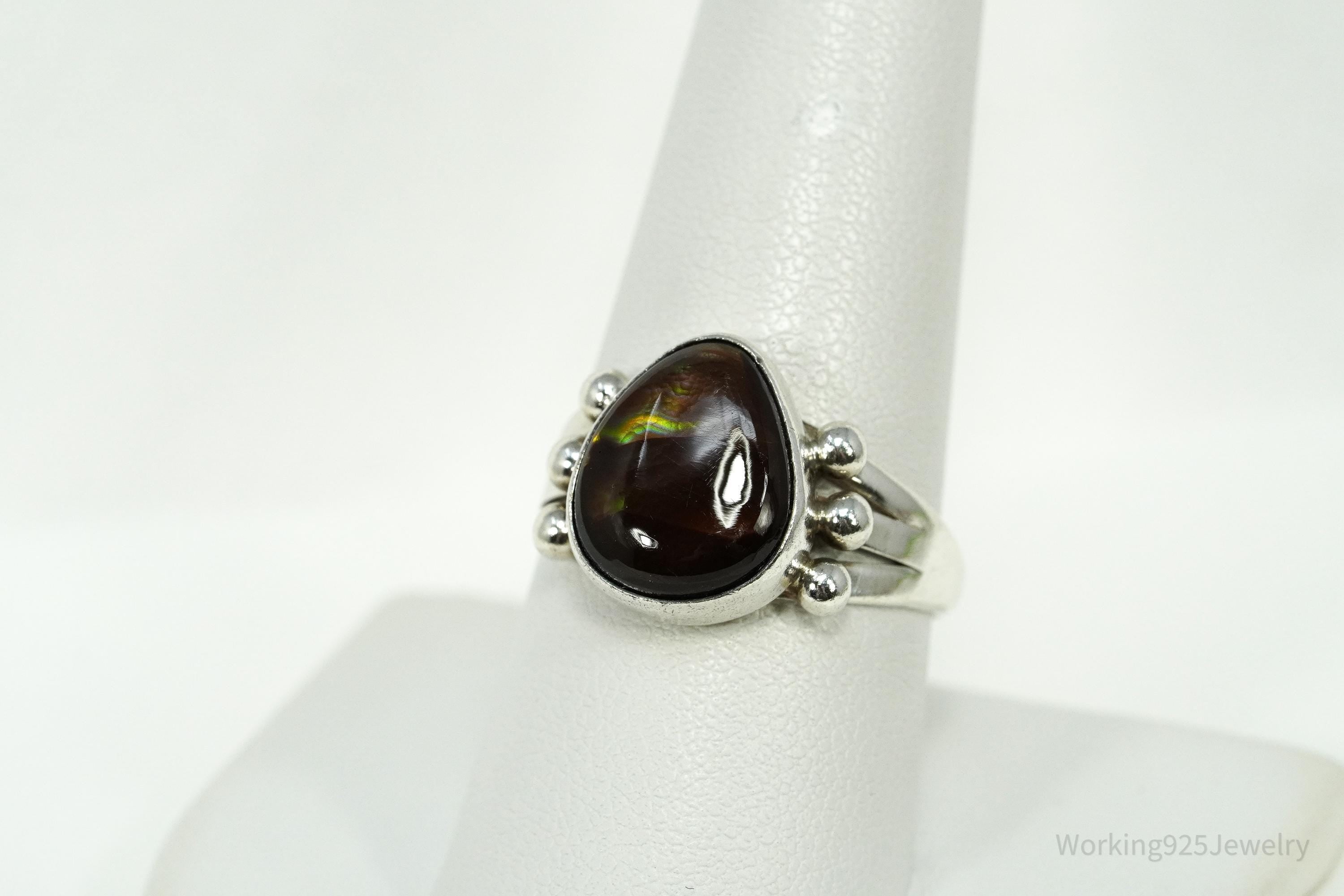 Vintage Mexico Fire Agate Sterling Silver Ring - Size 9