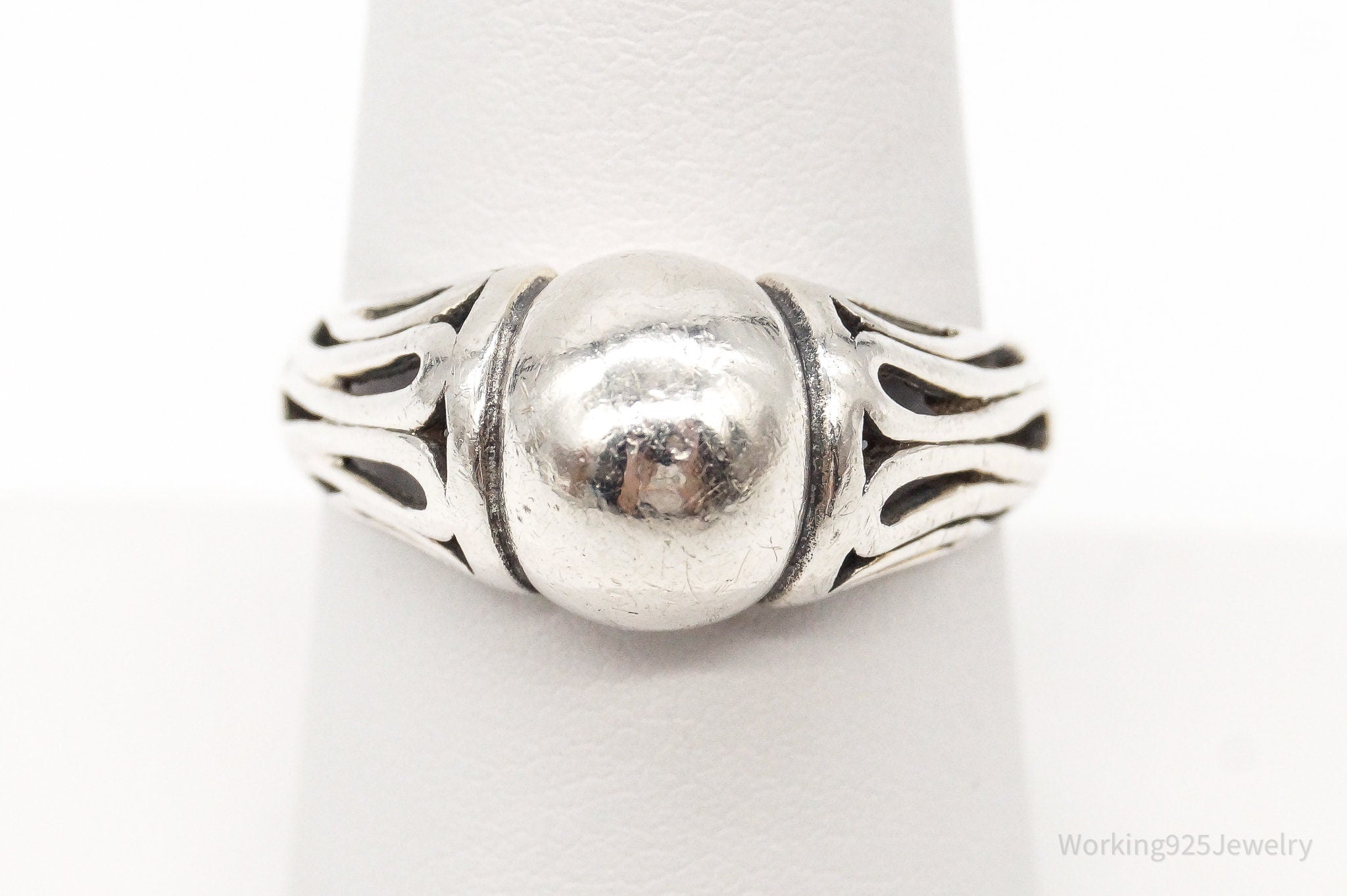 Vintage Mid Century Modernist Sterling Silver Ring - Size 8