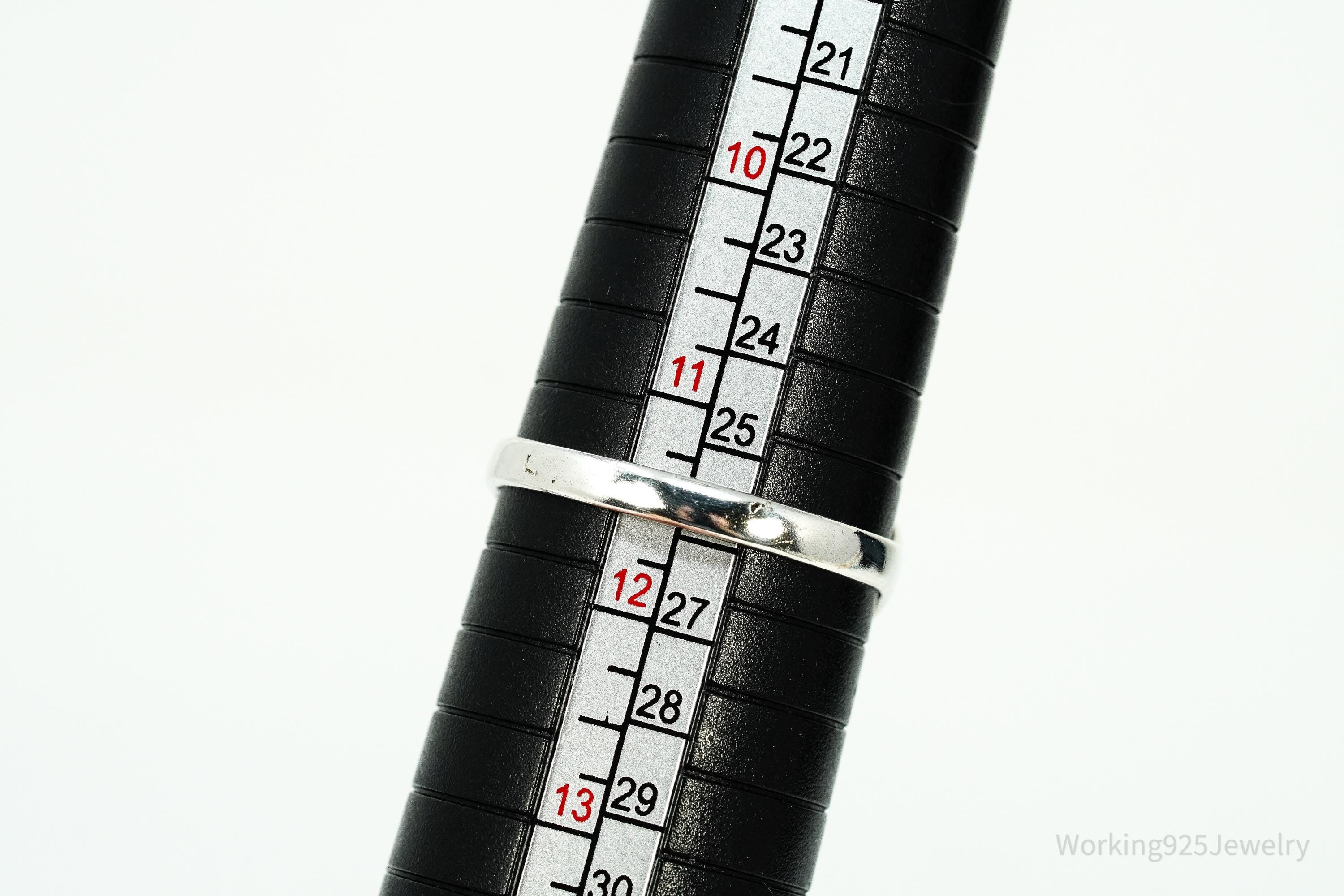 Vintage Green Copper Turquoise Sterling Silver Ring - Size 11.5