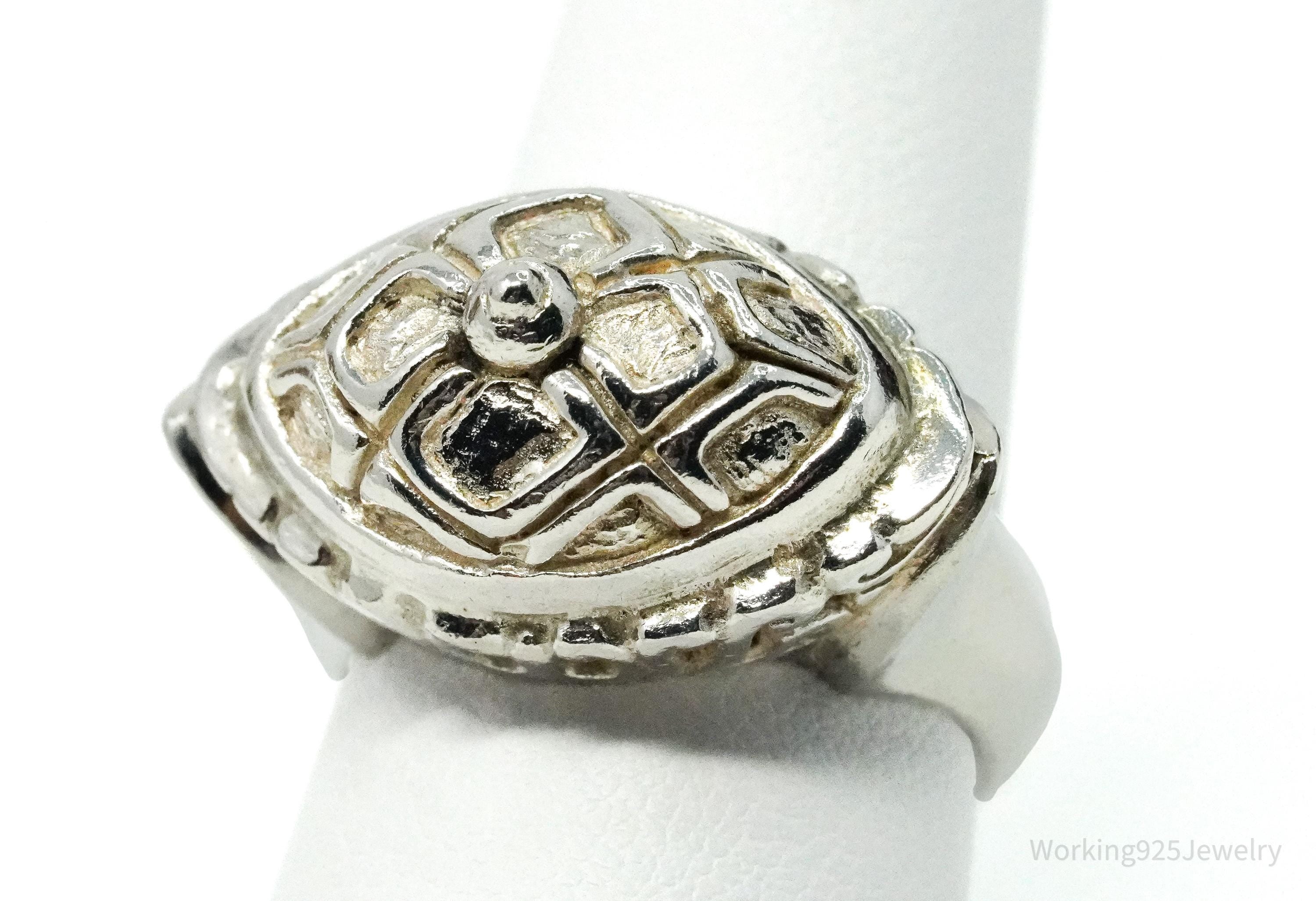 Vintage Modernist Style Sterling Silver Ring - Size 7