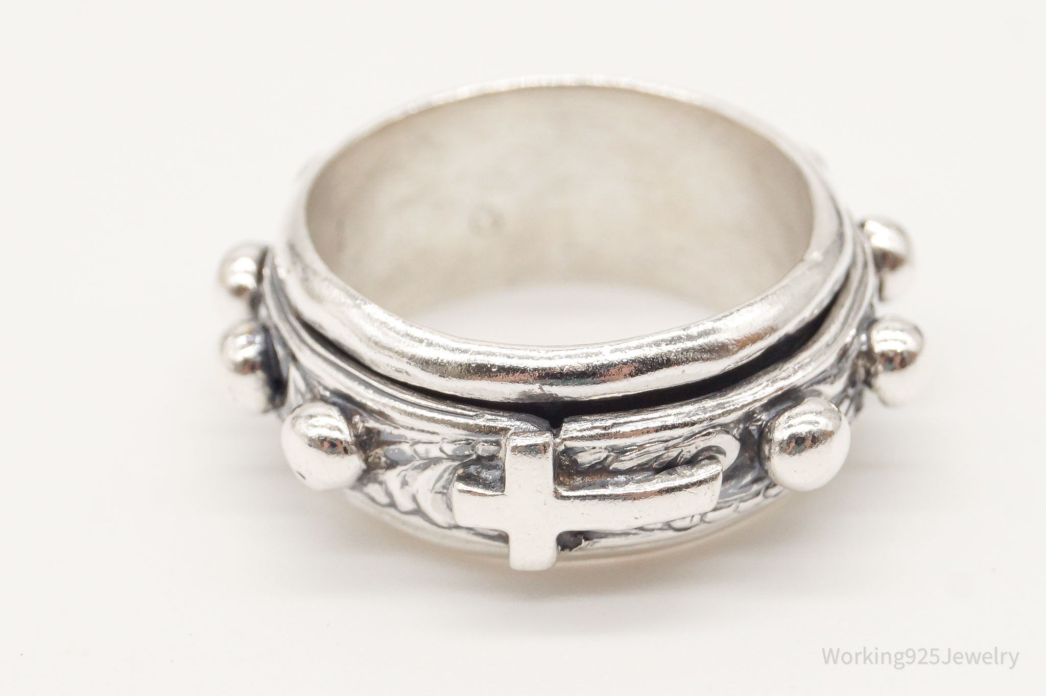 Vintage Cross Sterling Silver Spinner Ring - Size 6