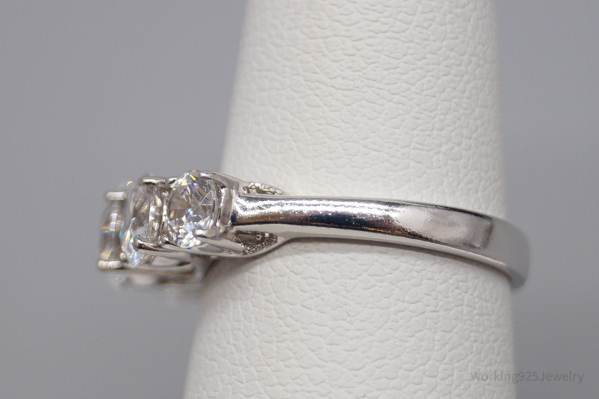 Vintage Diamonique Cubic Zirconia Sterling Silver Ring - Size 5.25