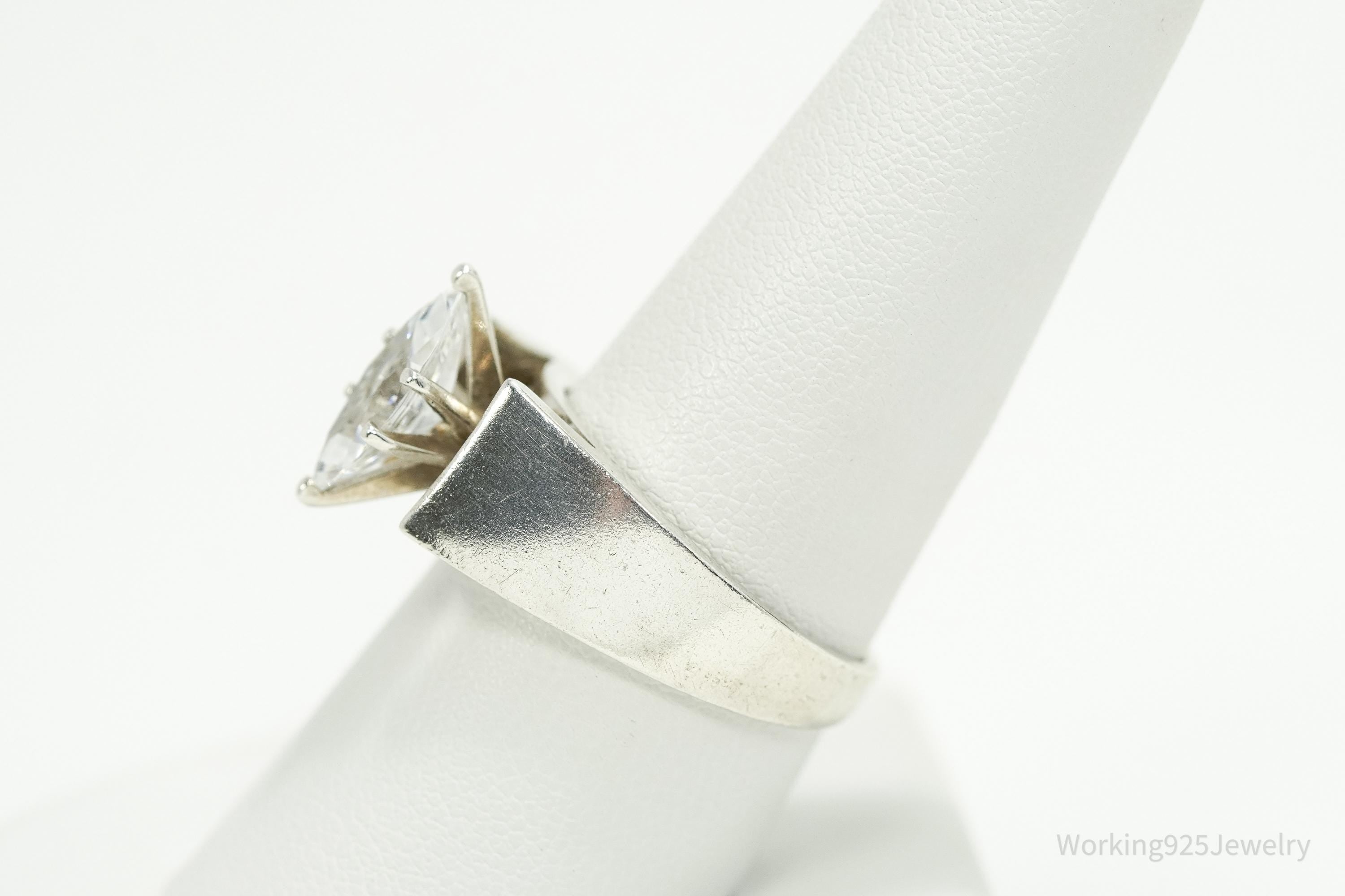 Vintage Diamonique Cubic Zirconia Sterling Silver Ring - Size 8.75