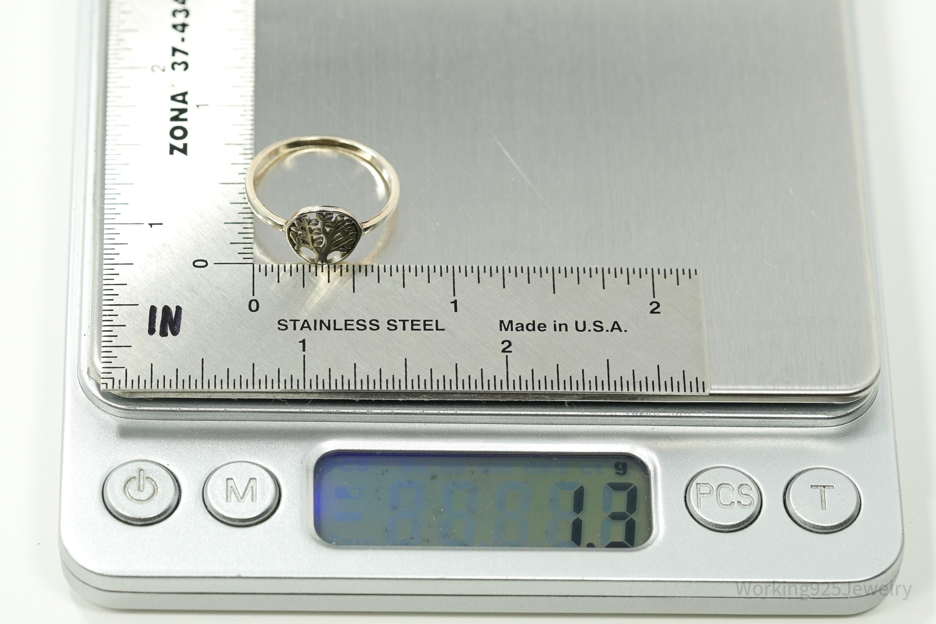 Vintage Tree Of Life Sterling Silver Ring - Size 7.25