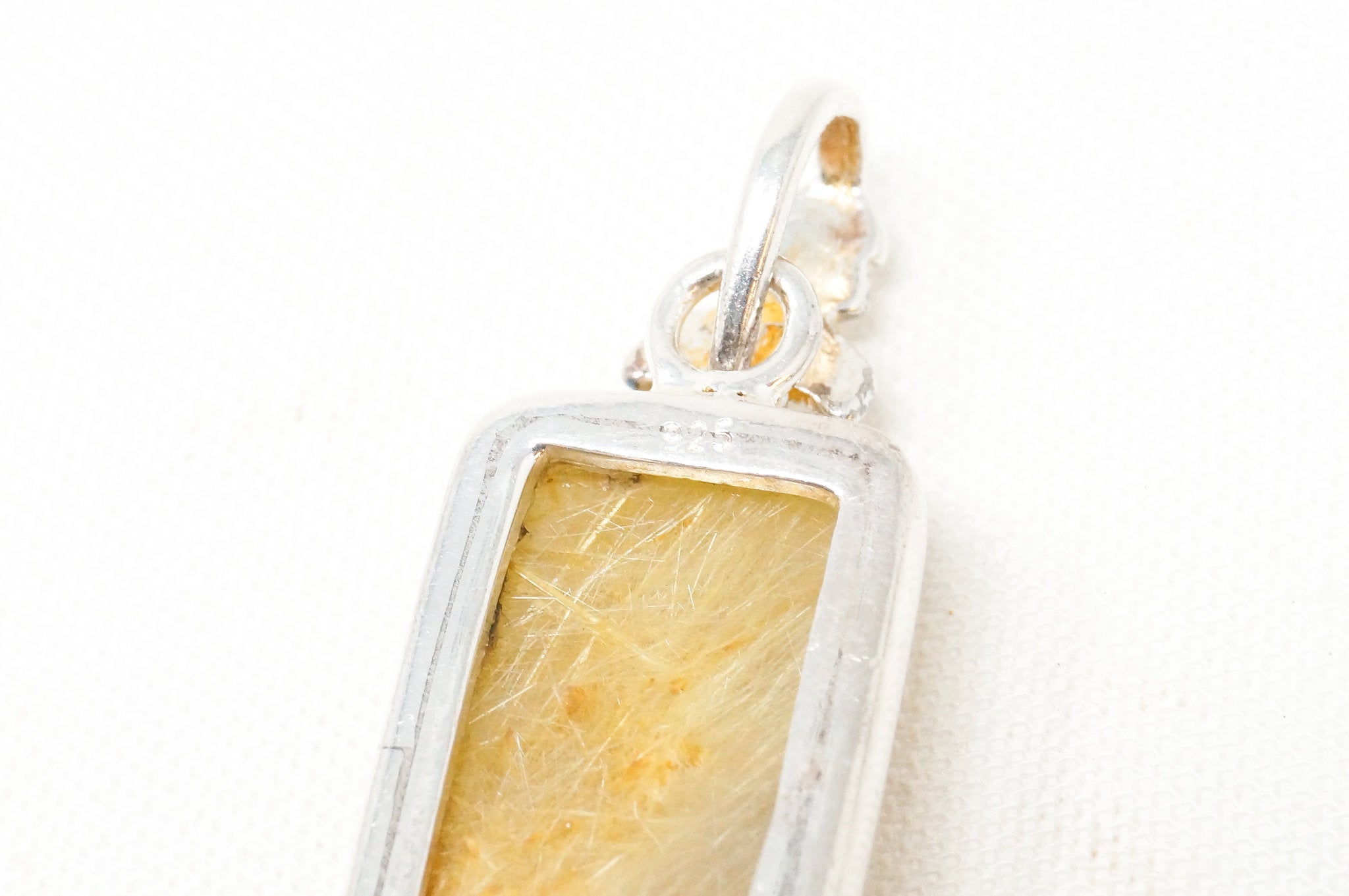 Vintage Large Yellow Quartz Leaf Sterling Silver Necklace Pendant