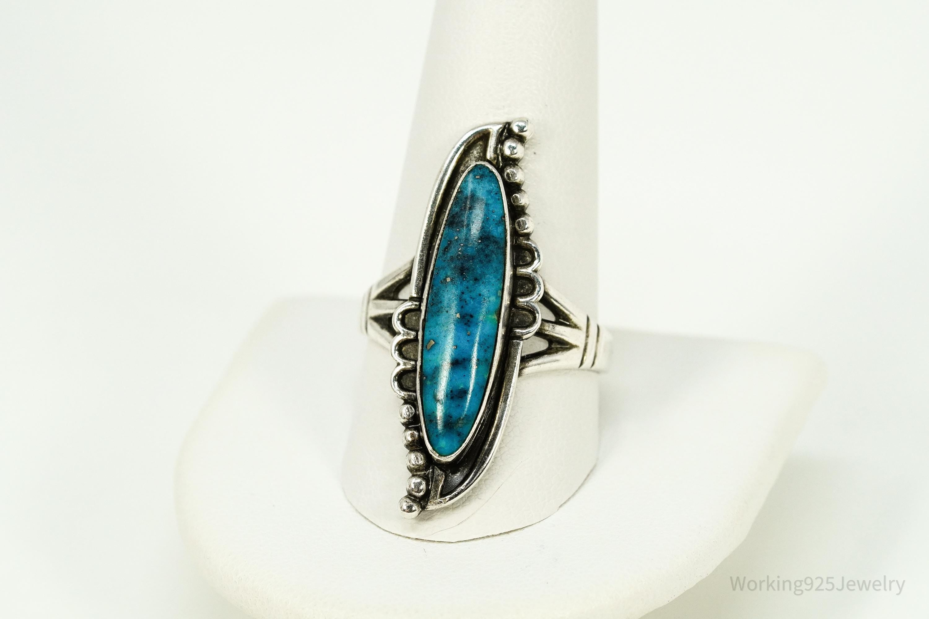 Vintage Native American Turquoise Sterling Silver Ring - Size 11.25