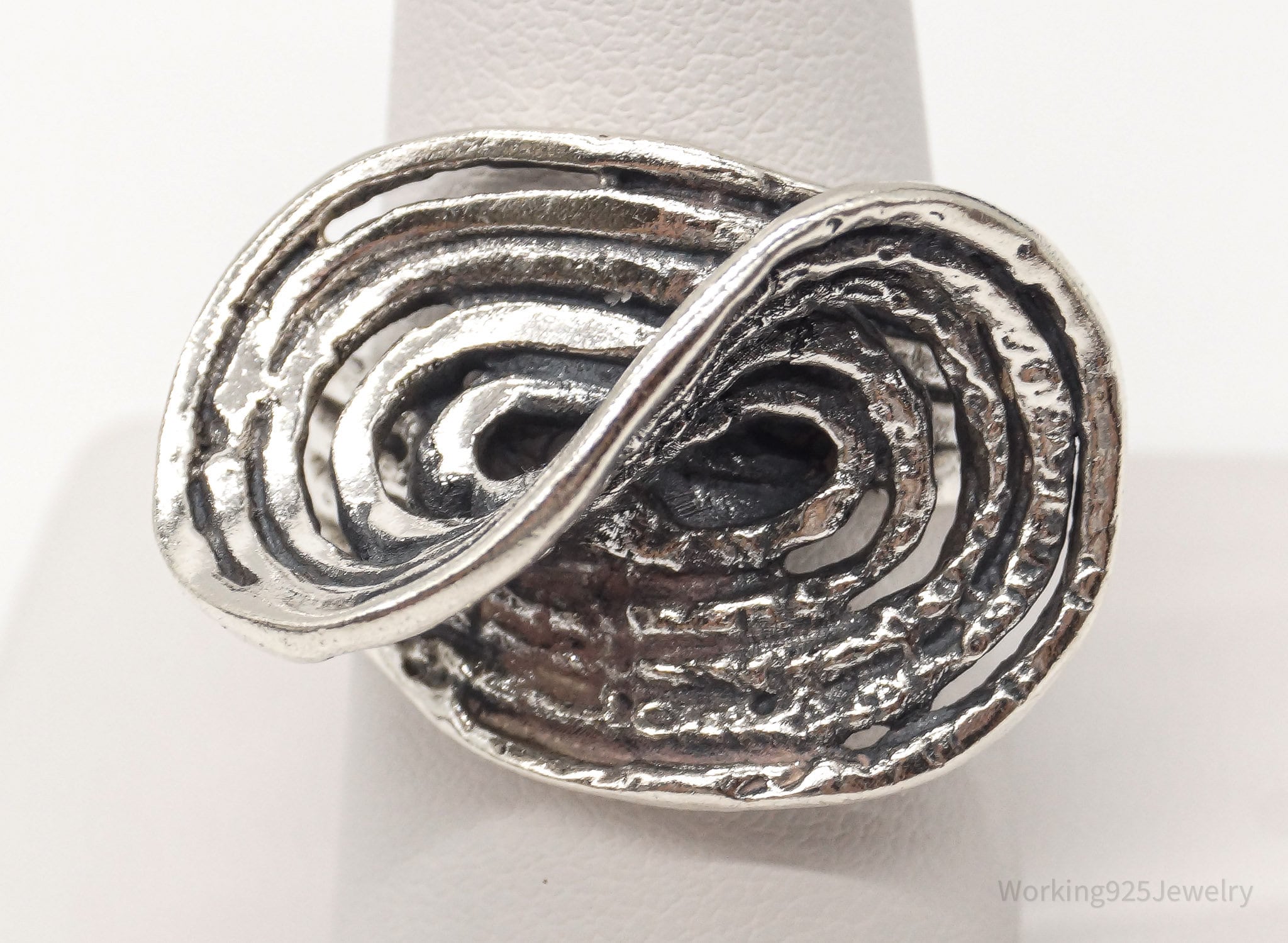 Vintage Modernist Sterling Silver Ring - Size 9.75