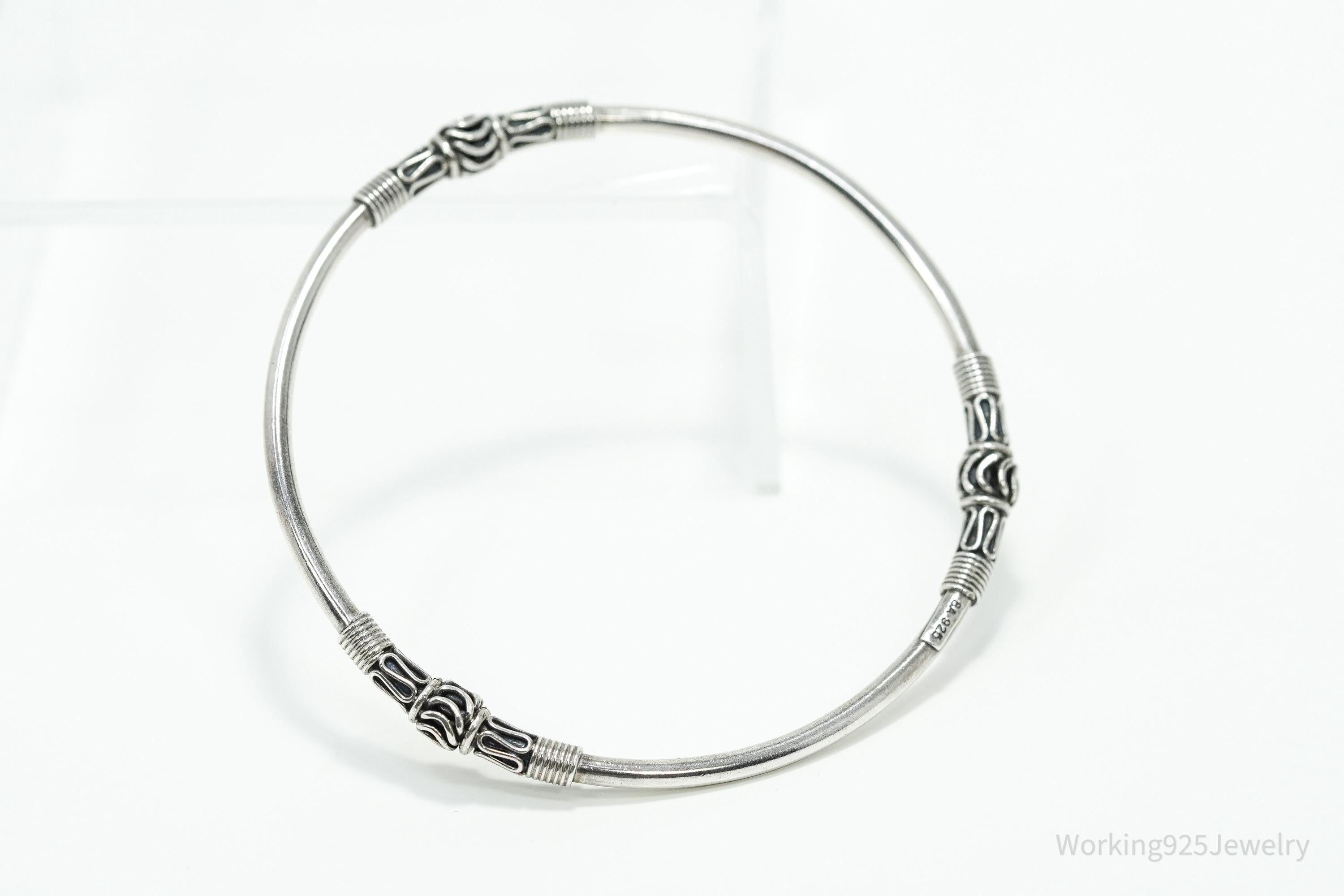 Vintage Designer BA Suarti Sterling Silver Bangle Bracelet 7 7/8"