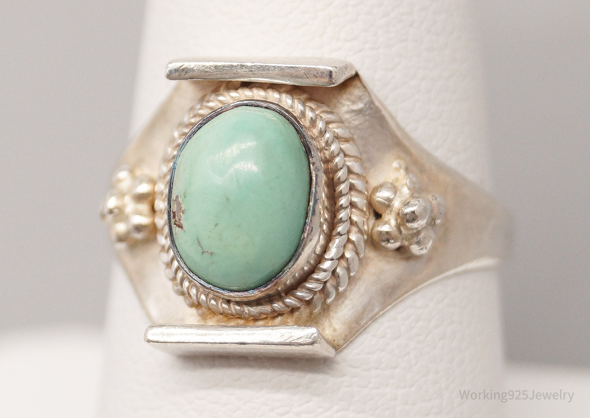 Vintage Turquoise Sterling Silver Ring - Size 8.25