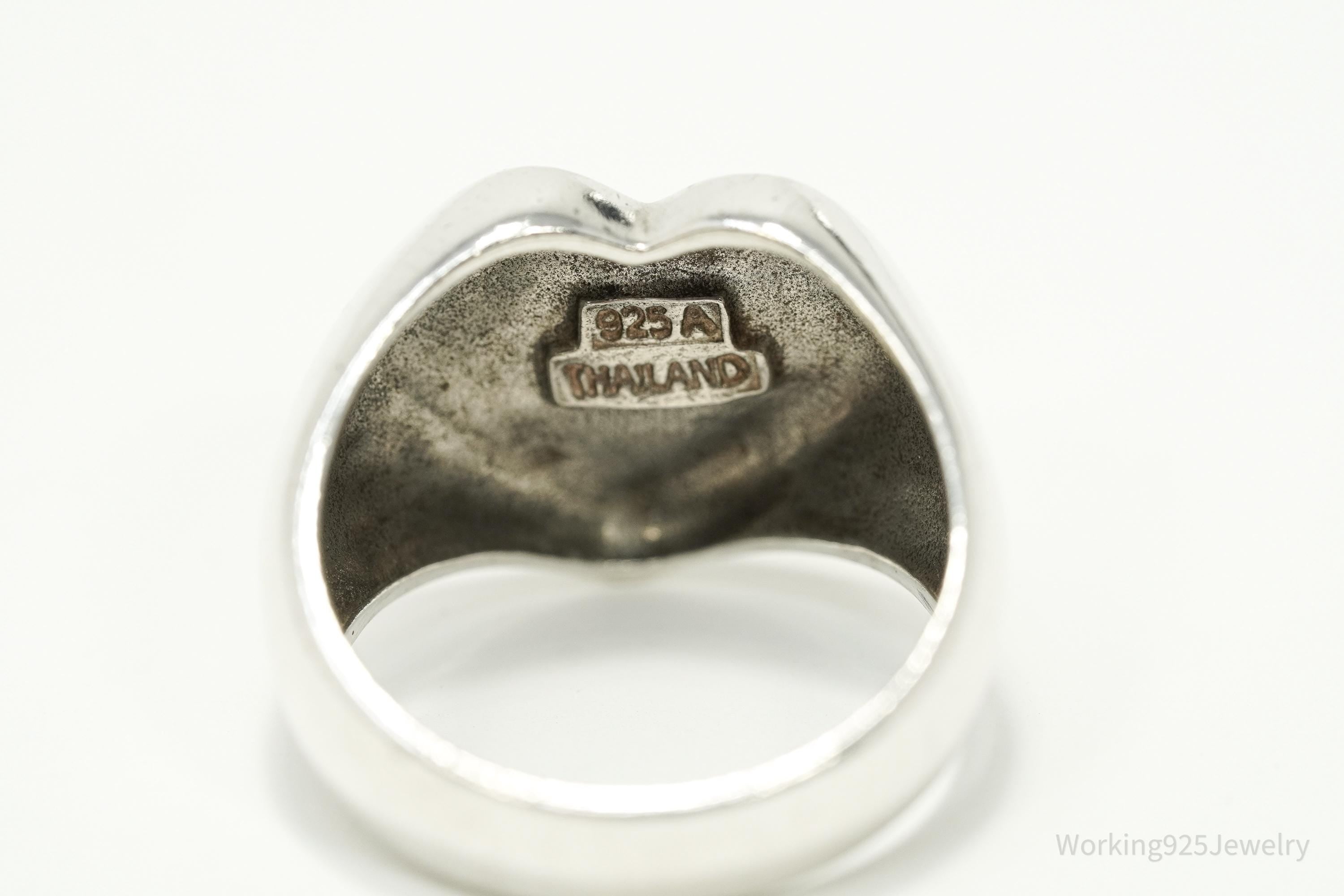 Vintage Heart Sterling Silver Ring - Size 8.75