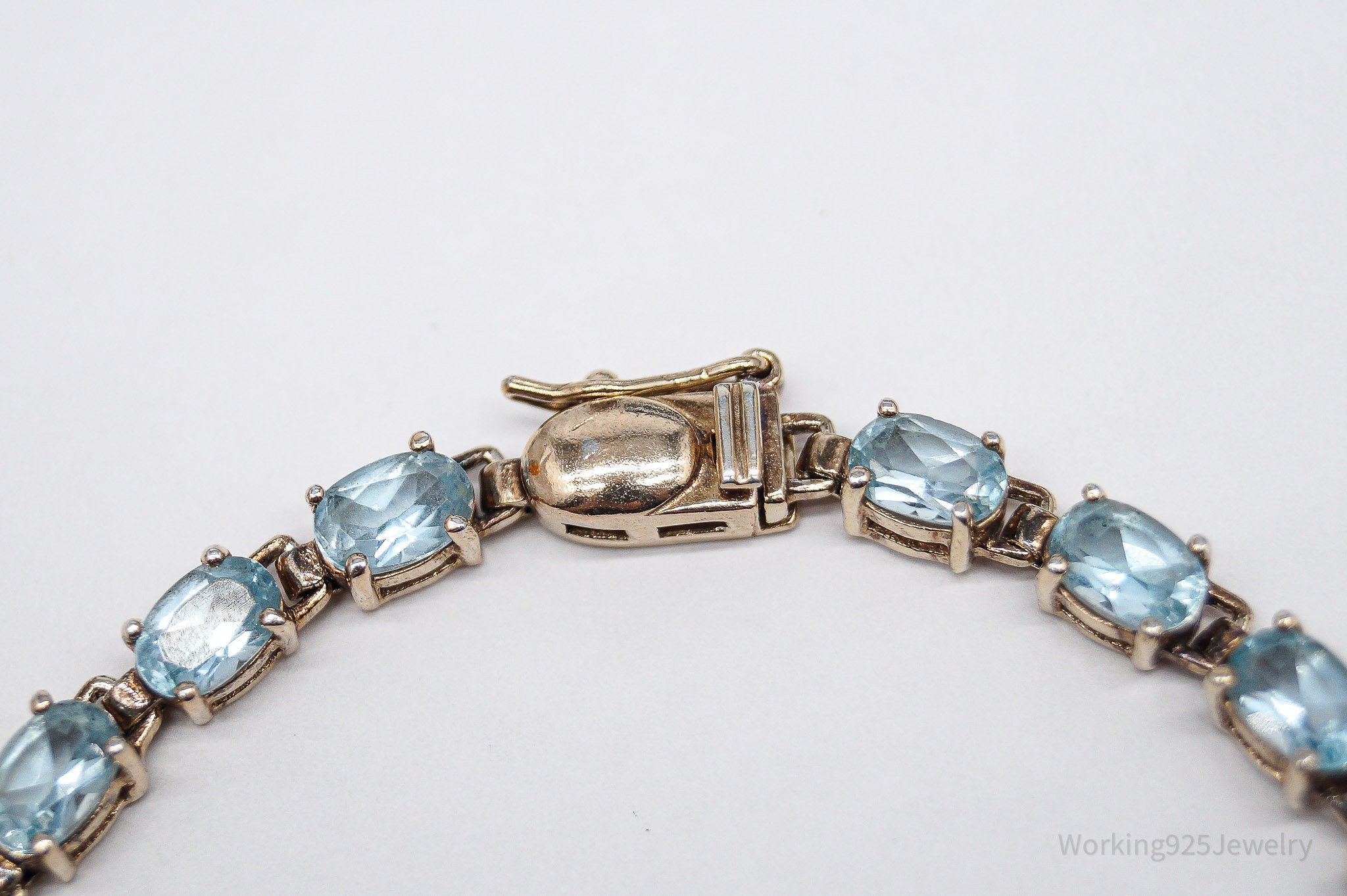 Vintage Ross Simons Blue Topaz 18K Gold Over Sterling Silver Bracelet