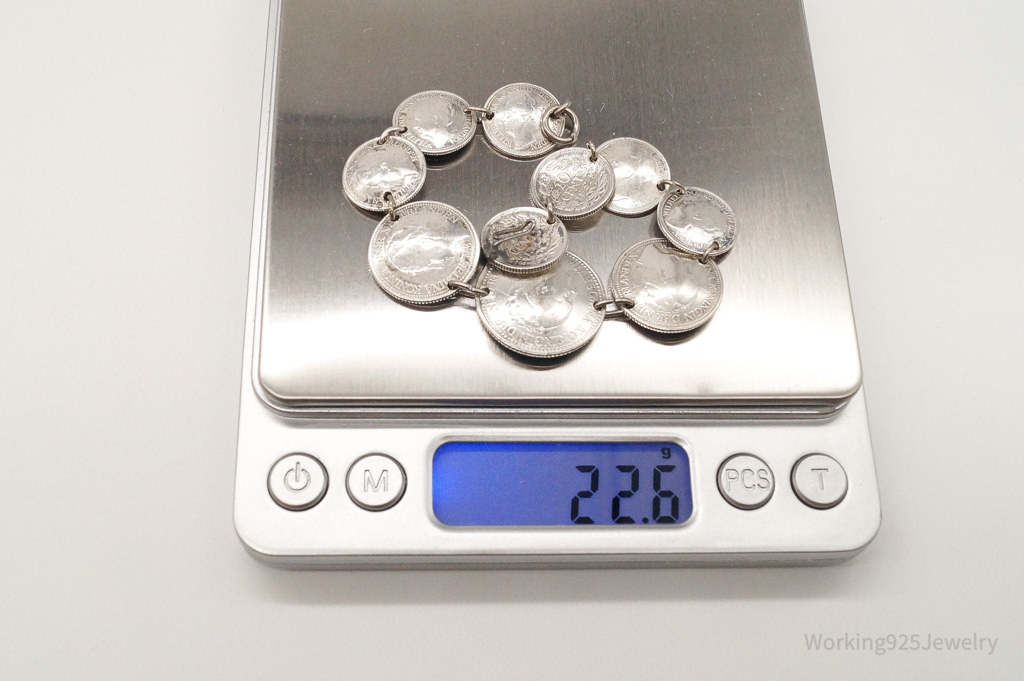 Wilhelmina Kiningin Der Nederlanden Coins Silver Bracelet