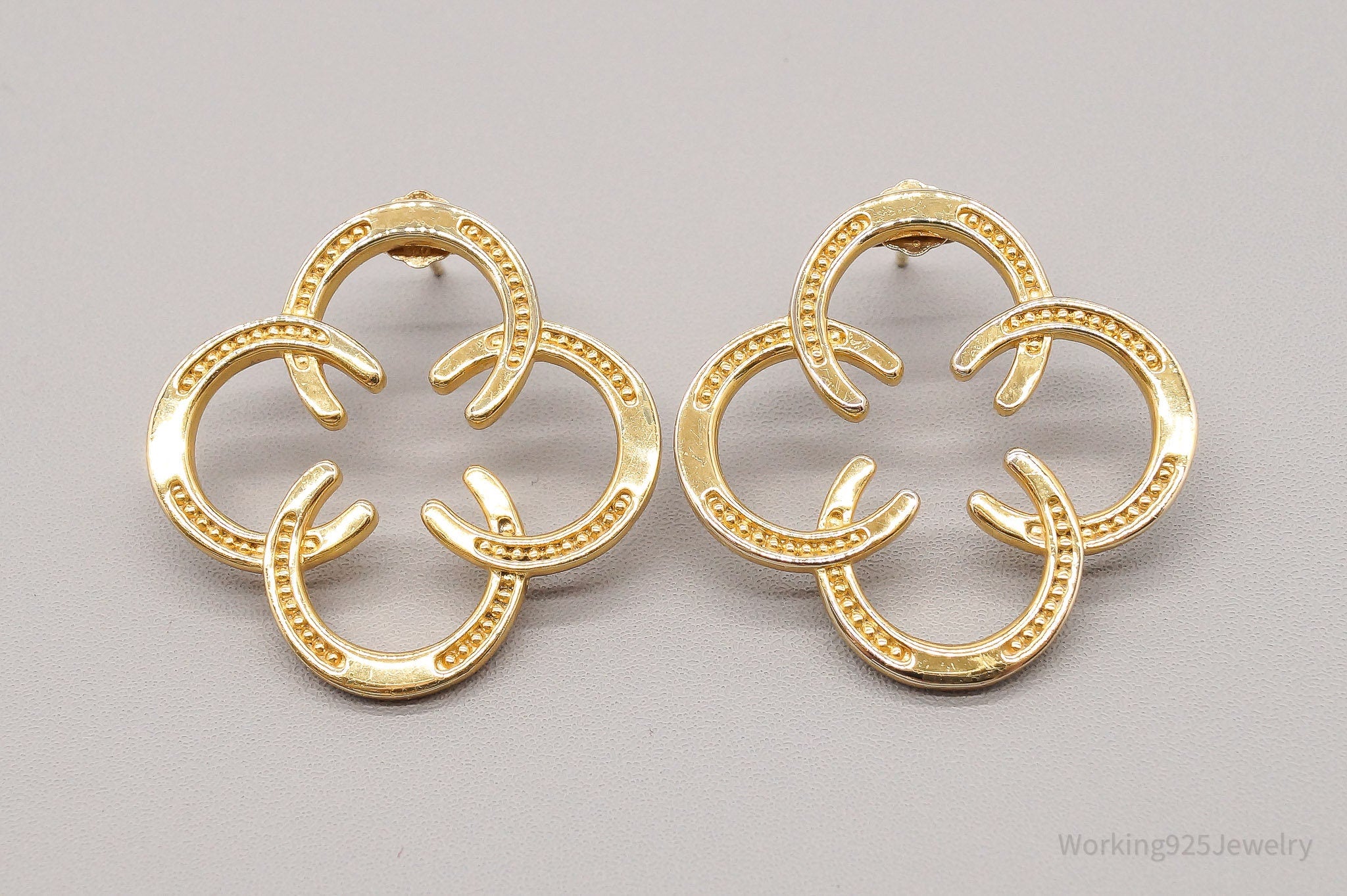 Designer Horseshoes 18K Yellow Gold Over Sterling Silver Earrings