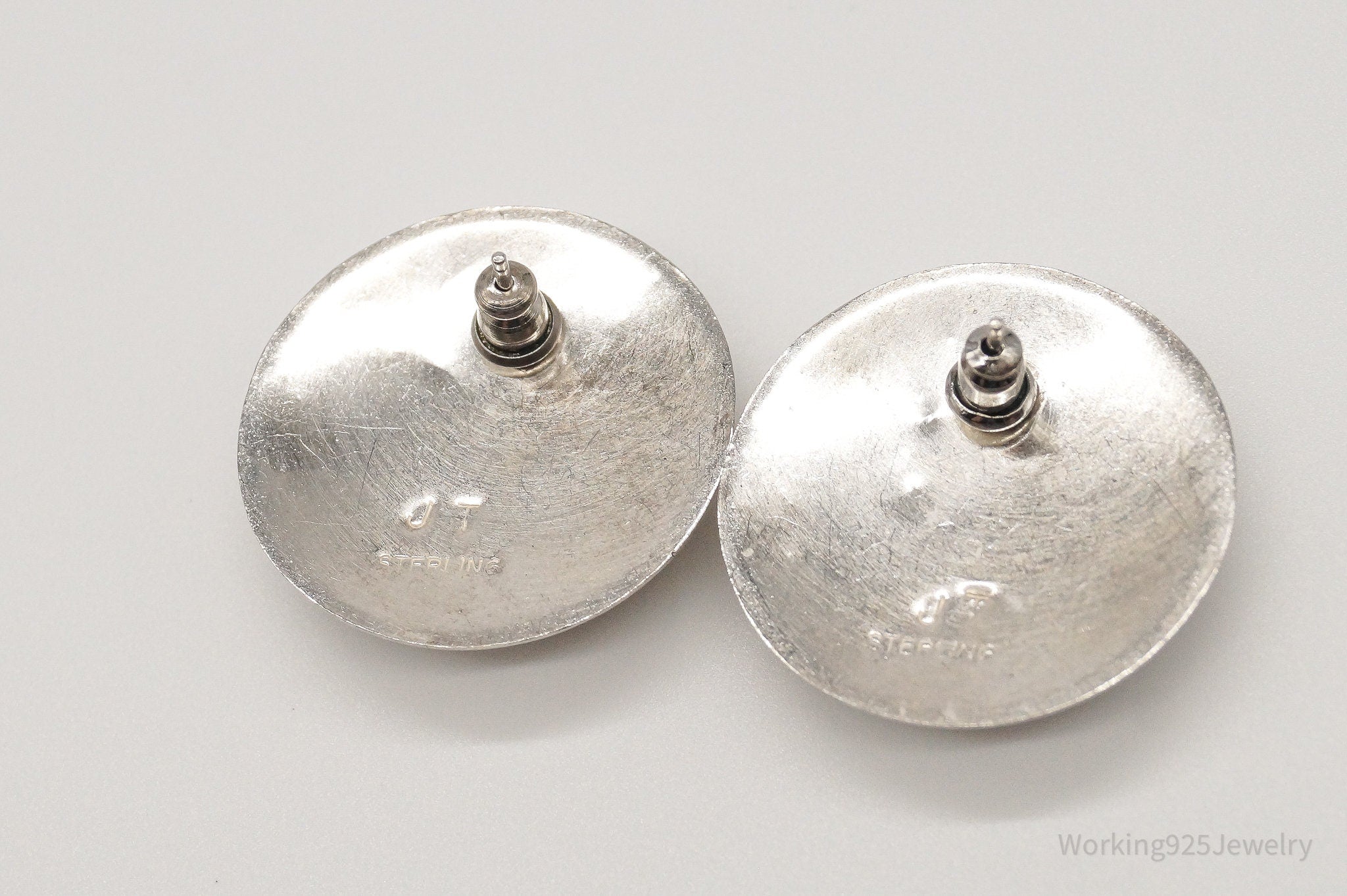 Vintage Native American JT Concho Sterling Silver Earrings