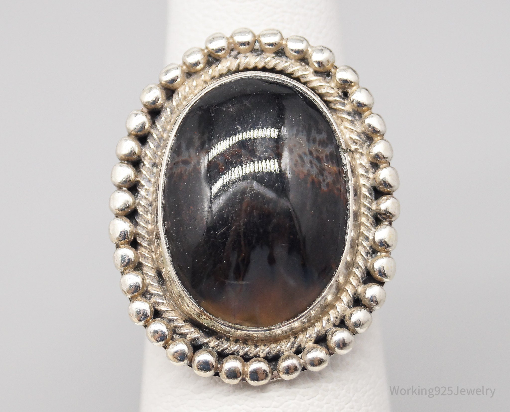 Antique Agate Silver Ring - Size 5.75