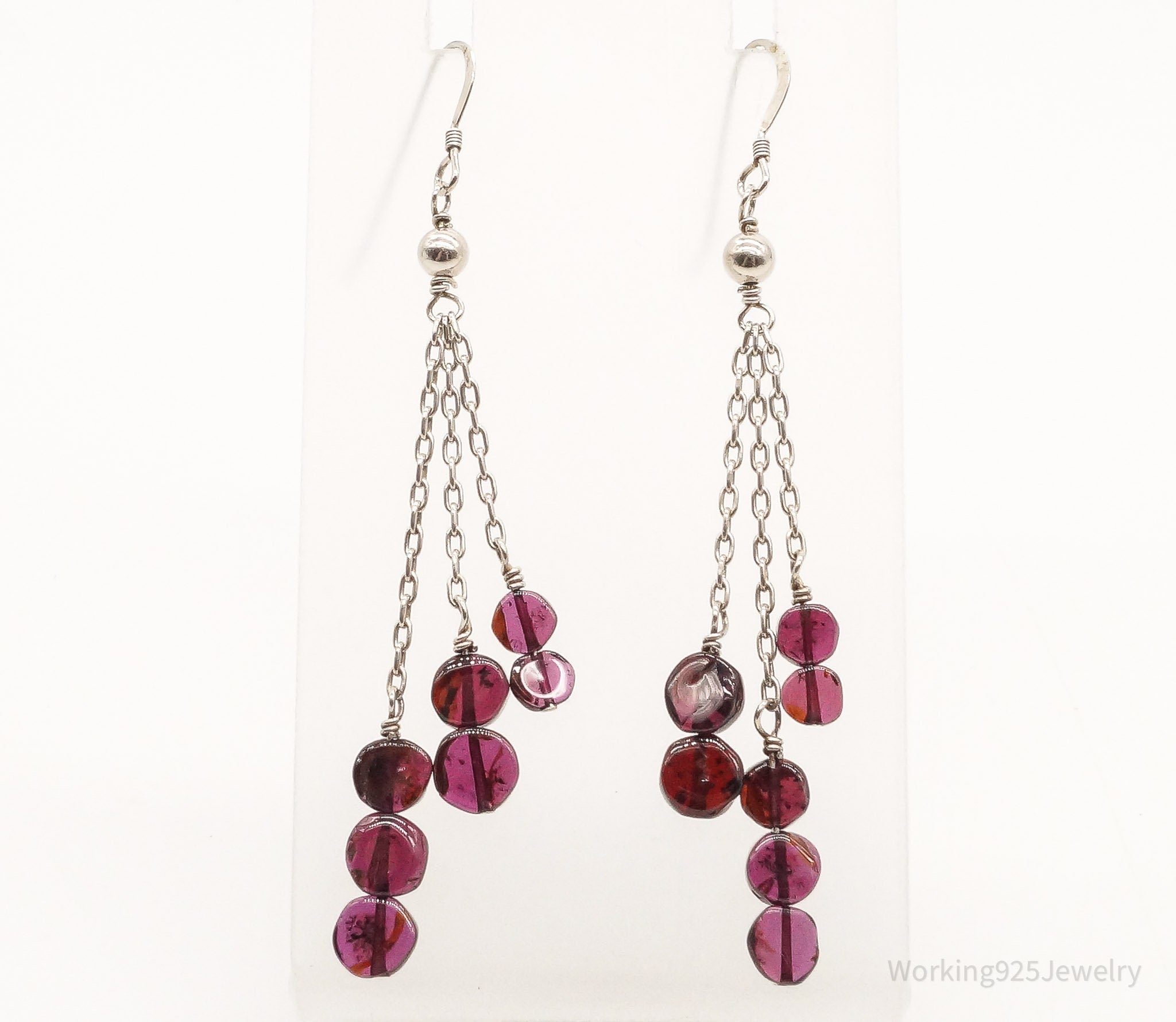 Vintage Rhodolite Garnet Sterling Silver Earrings