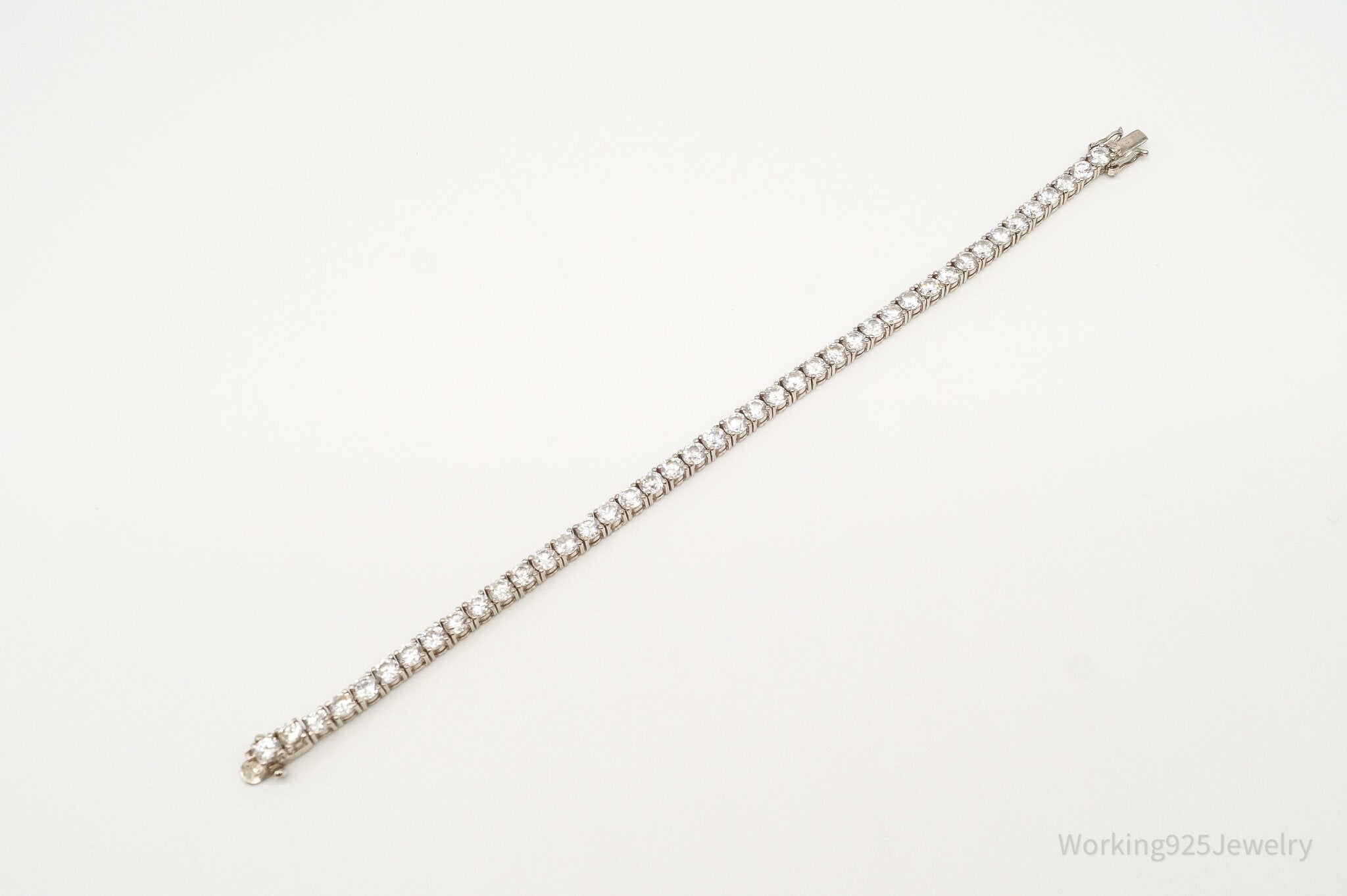 Vintage Seta Cubic Zirconia Sterling Silver Tennis Bracelet