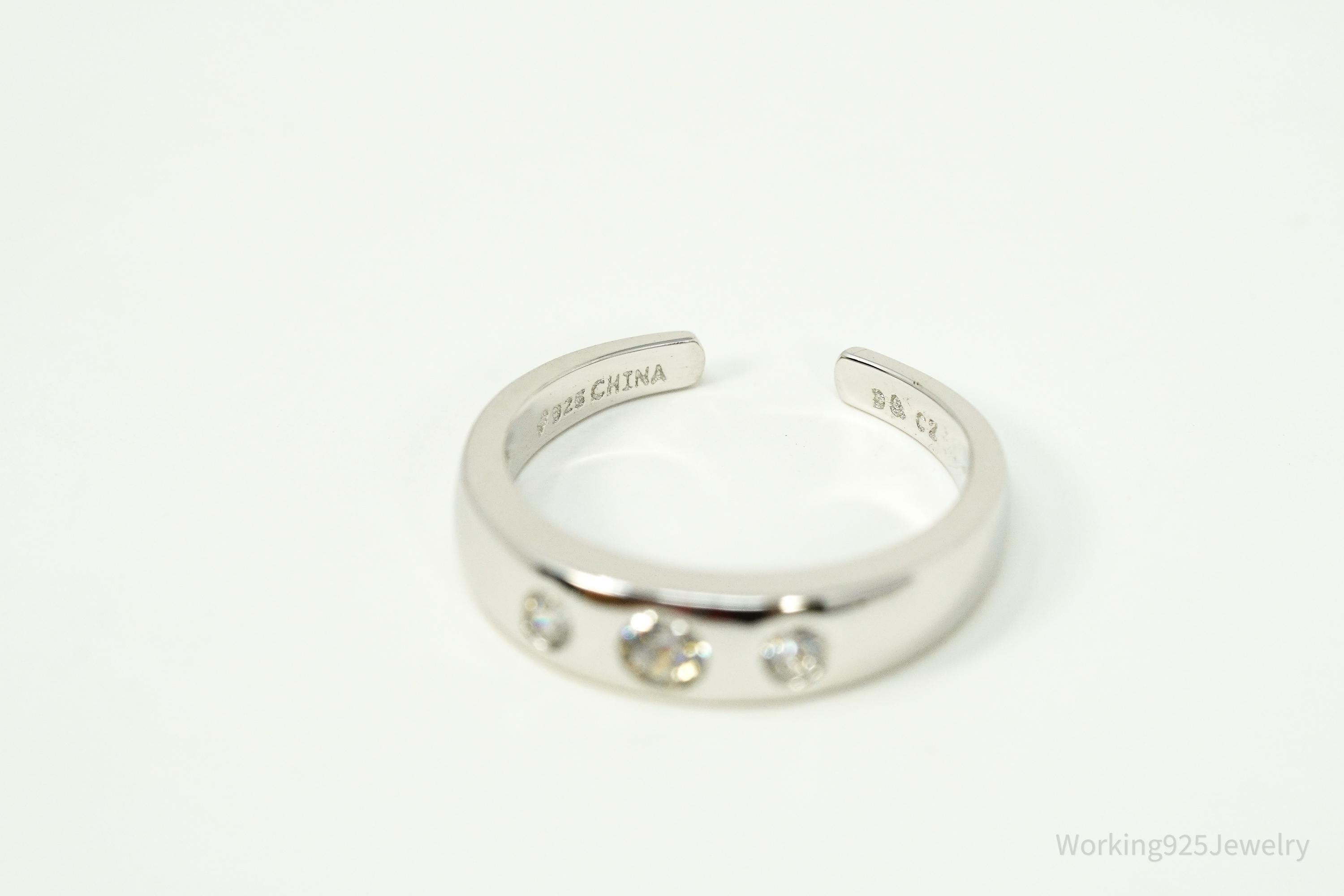 Vintage Diamonique Cubic Zirconia Sterling Silver Ring / Toe Ring - Size 3.25