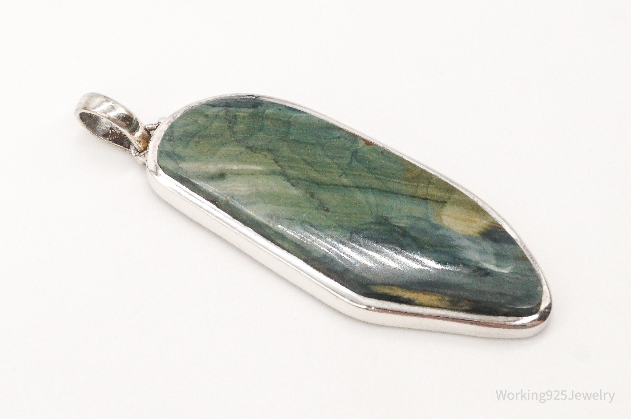 Vintage Large Jasper Sterling Silver Pendant