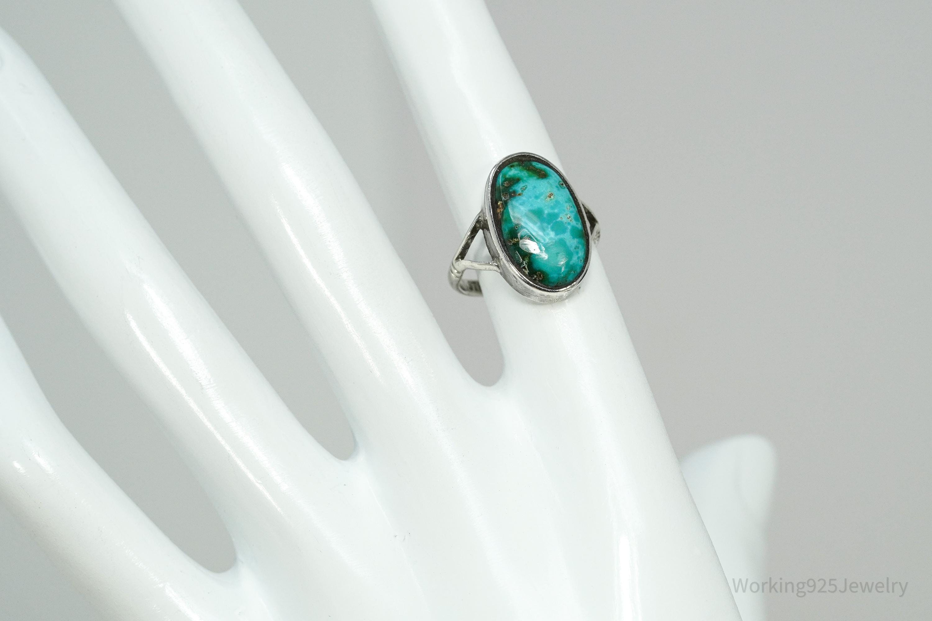 Vintage Native American Turquoise Sterling Silver Ring - Size 5.25
