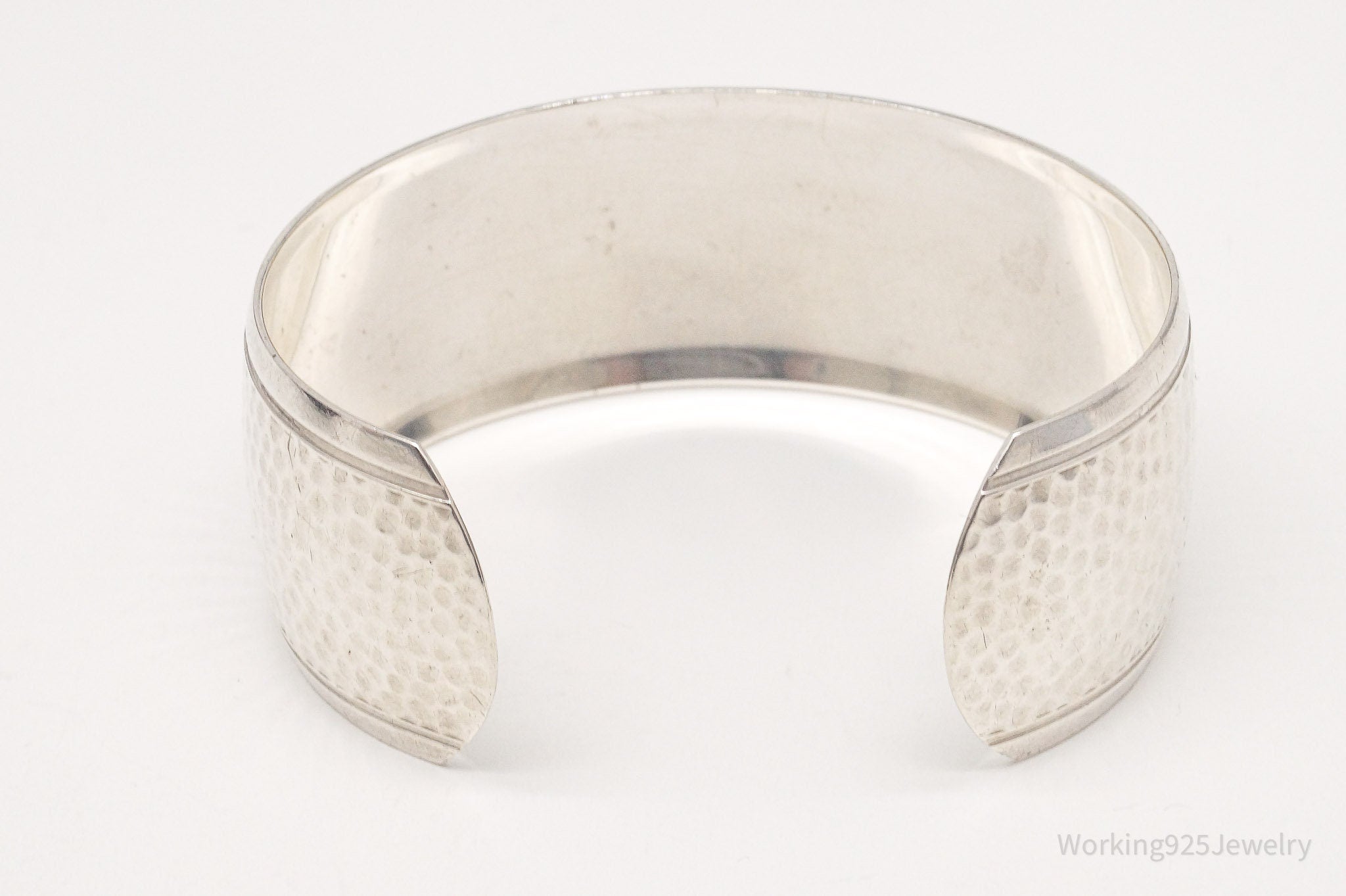 Antique Hammered Design Sterling Silver Cuff Bracelet