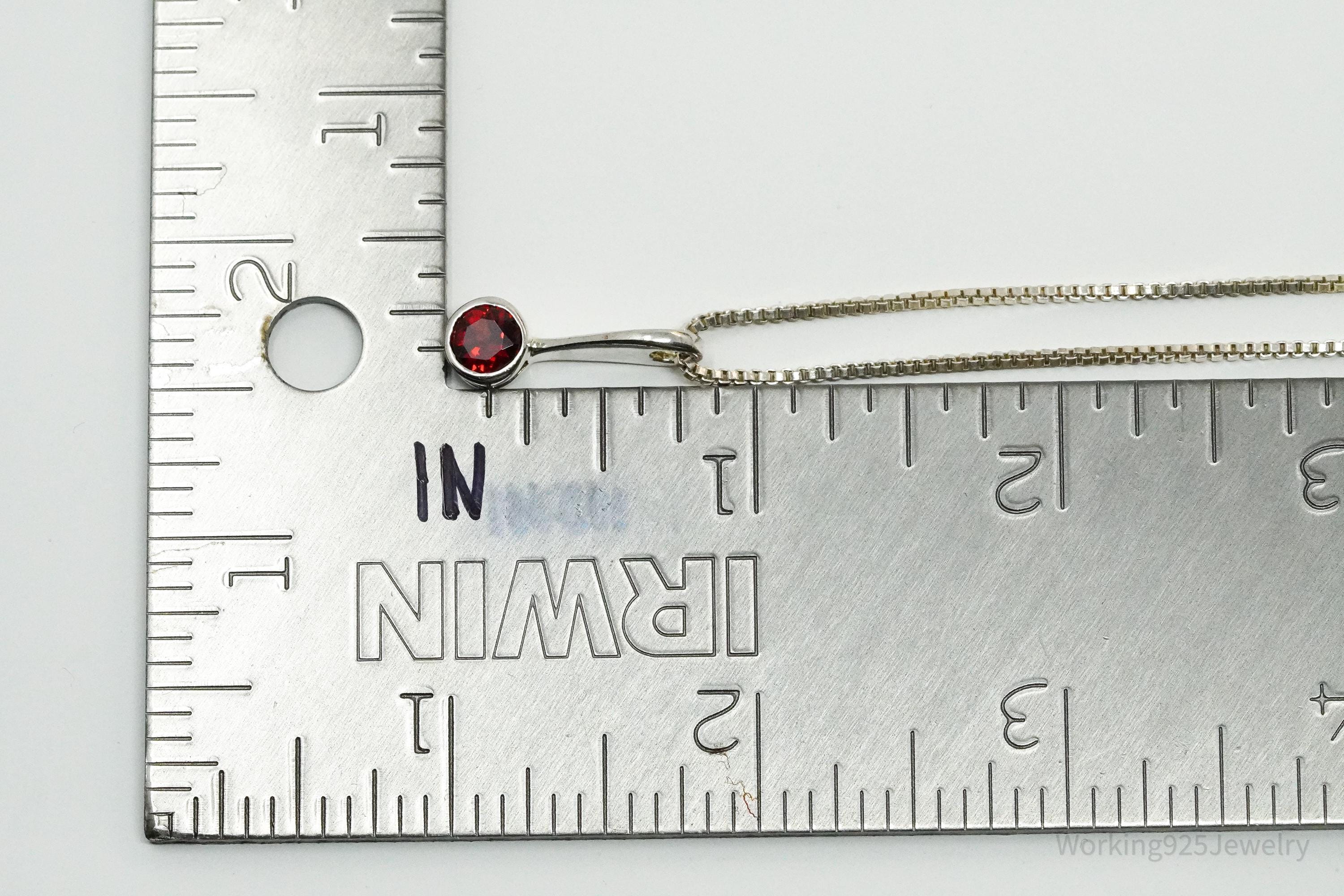 Vintage Garnet Sterling Silver Necklace 18"