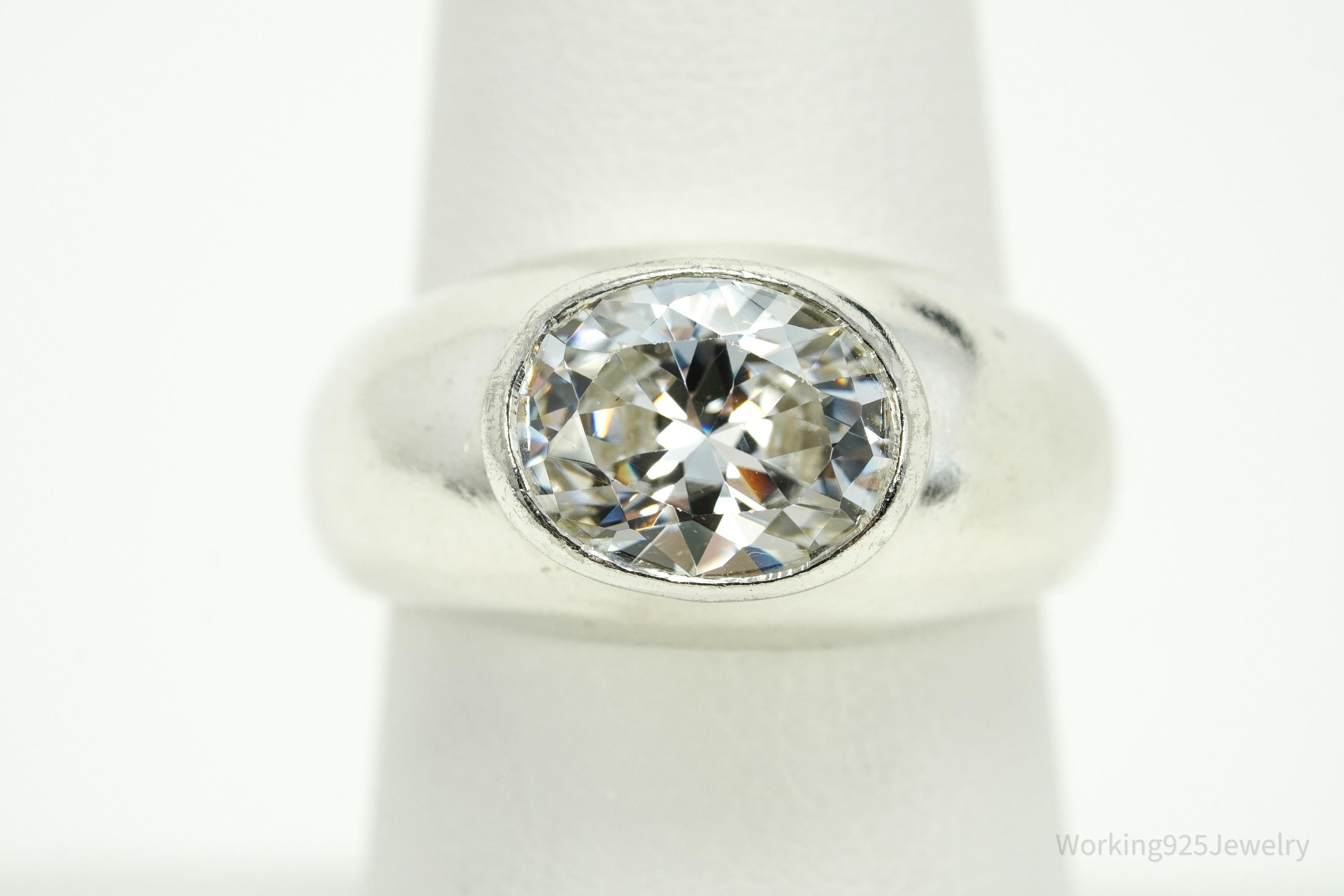 Vintage Cubic Zirconia Sterling Silver Ring - Size 7.75