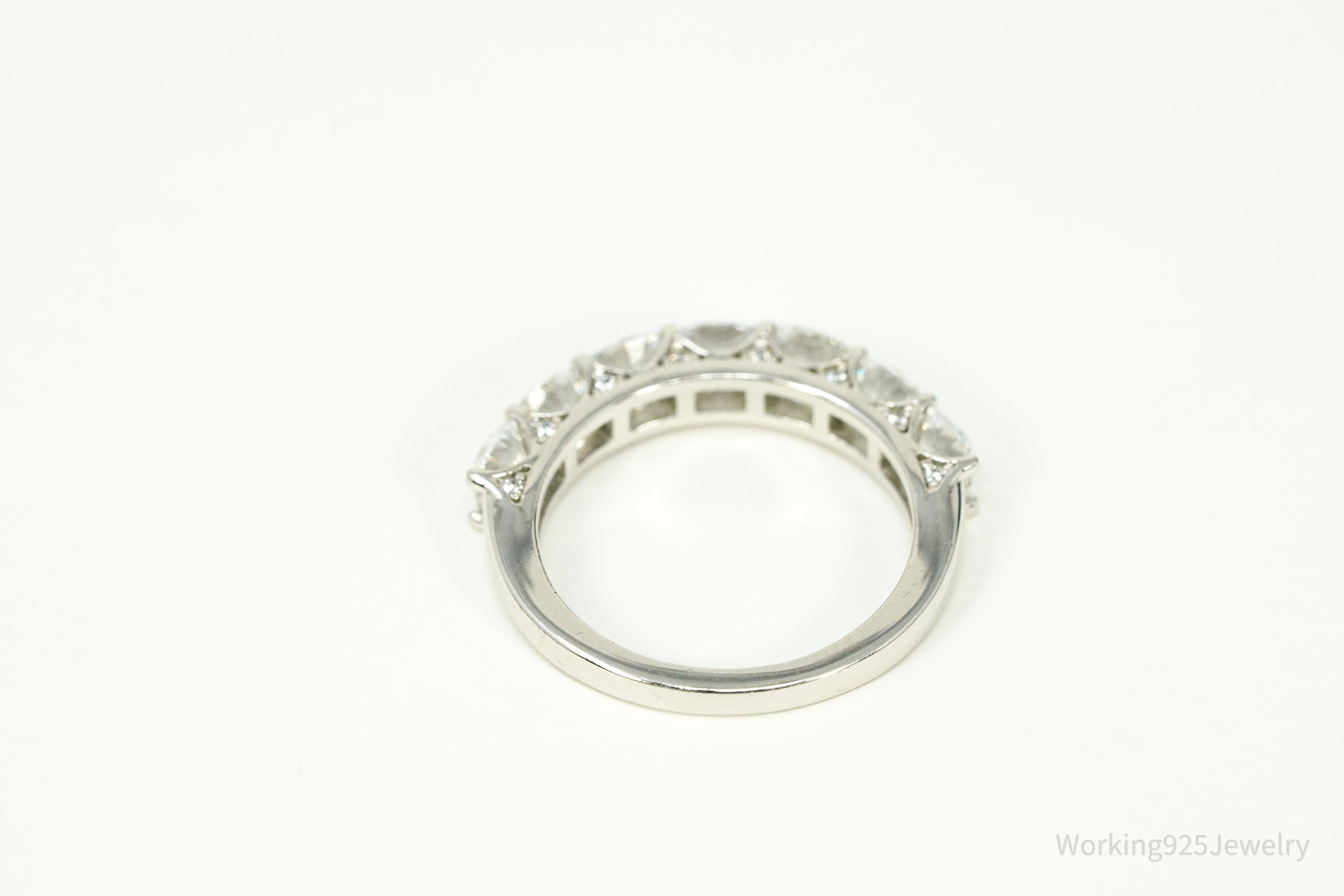 Vintage Cubic Zirconia Sterling Silver Band Ring - Size 6