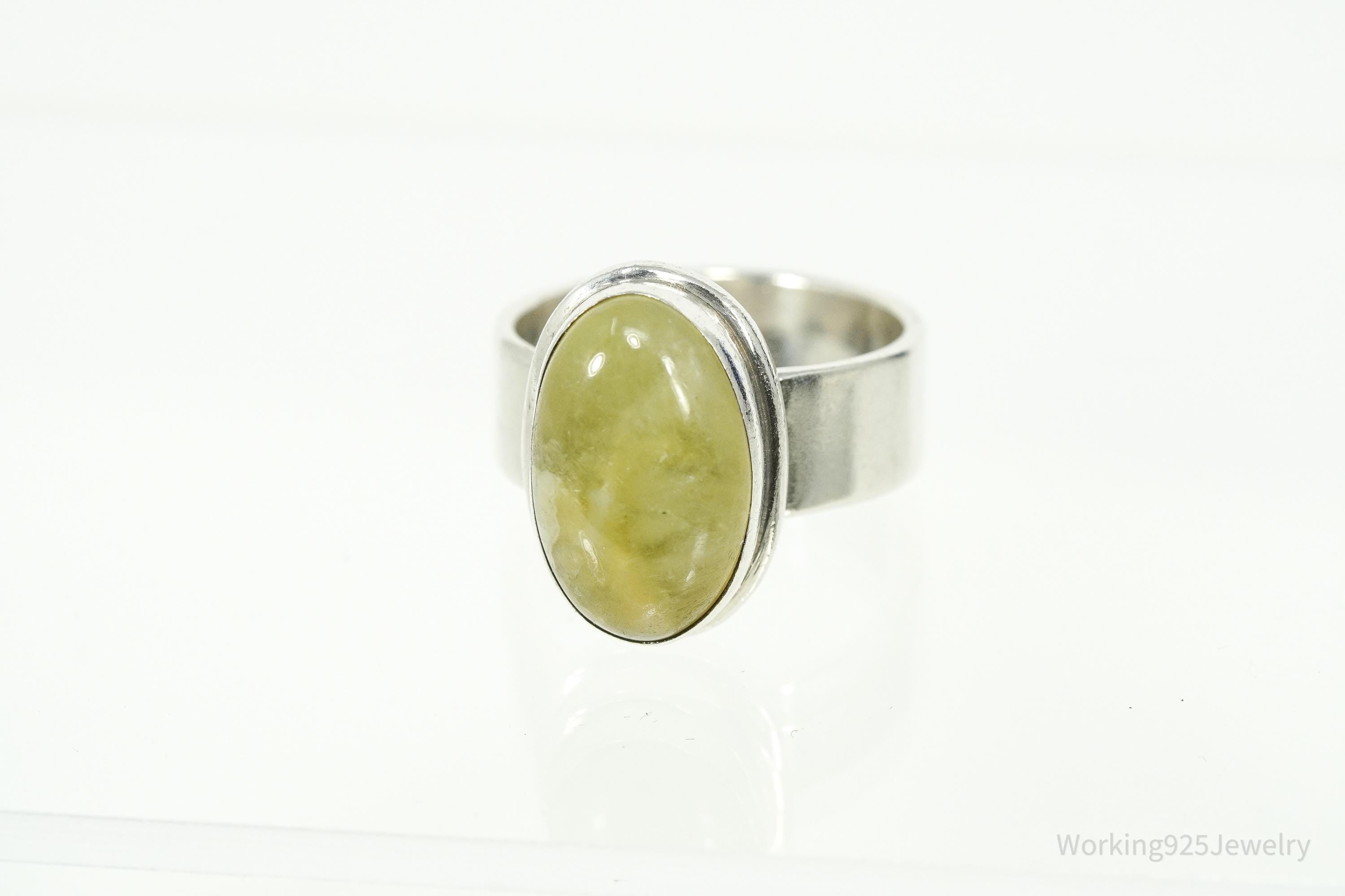 Vintage Lemon Citrine Sterling Silver Wrap Ring - Size 9 Adjustable