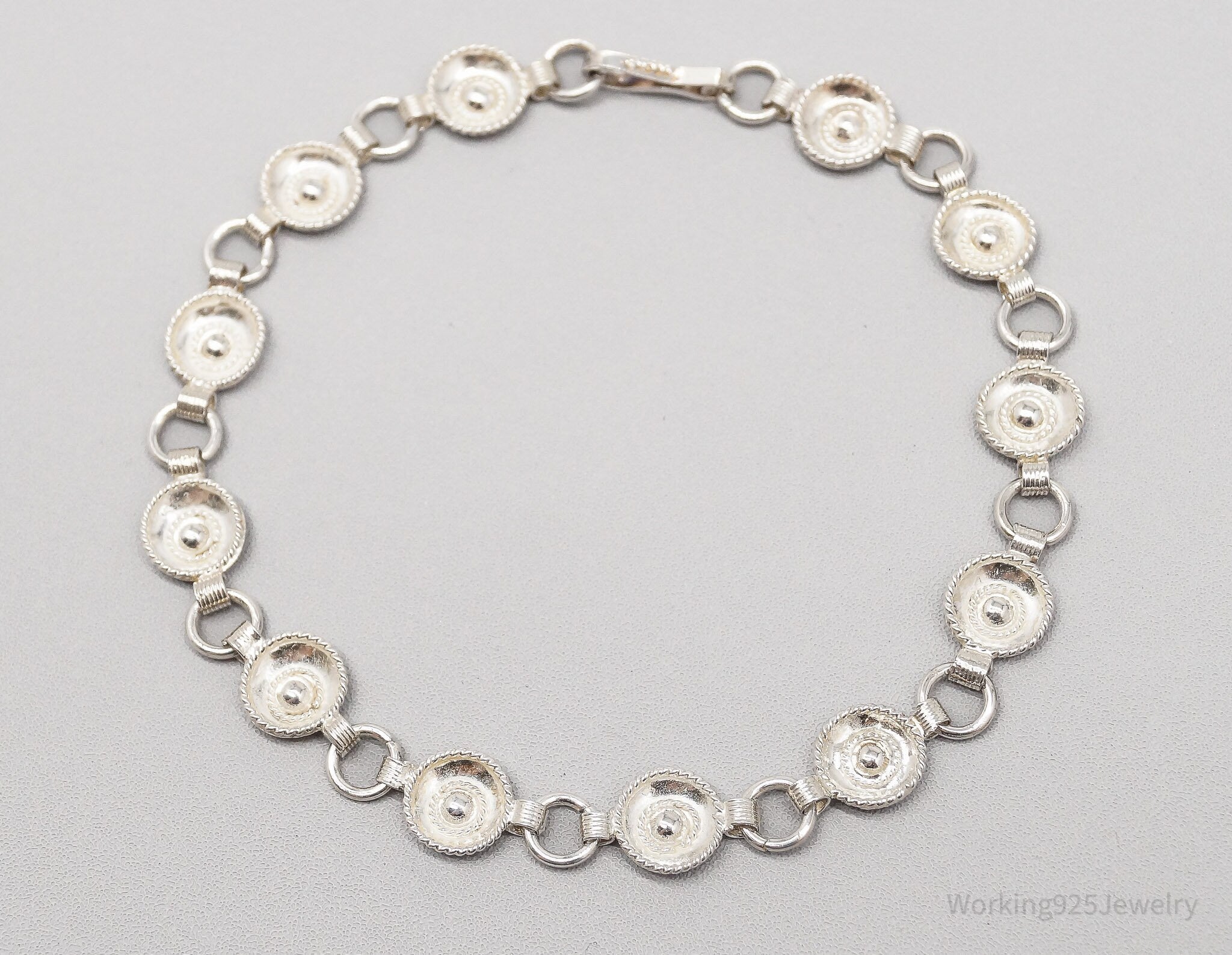 Vintage Mexico Modernist Style Sterling Silver Chain Bracelet