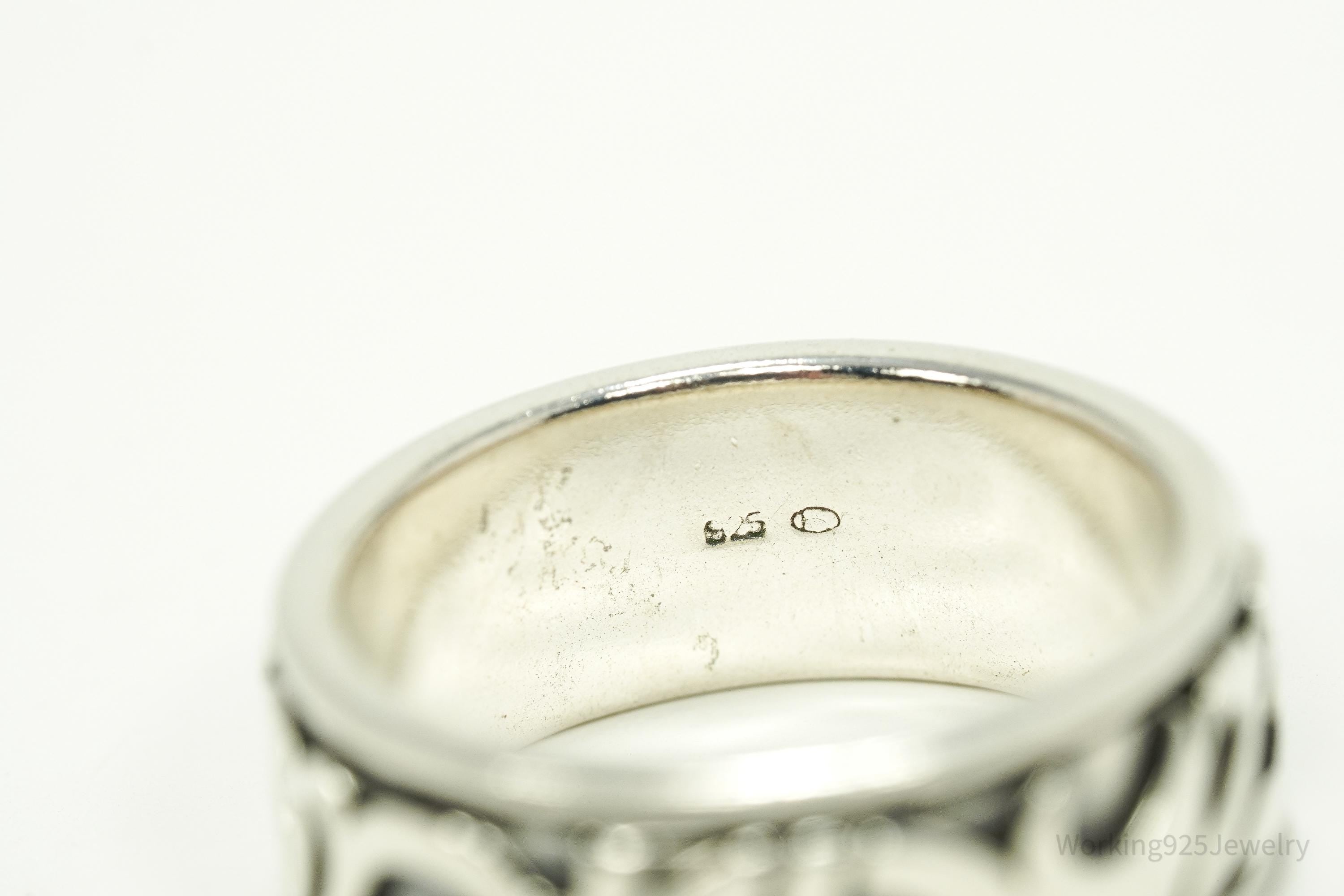 Vintage Tribal Sterling Silver Spinner Band Ring Size 11