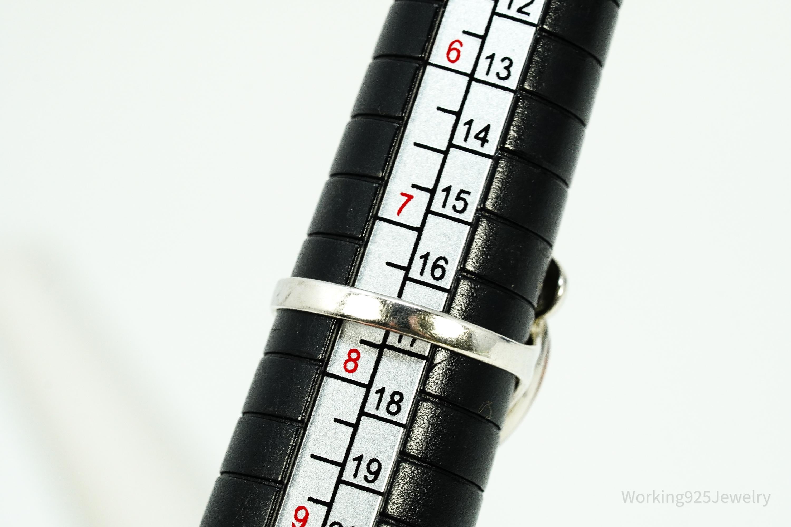 Vintage Amber Butterfly Sterling Silver Ring - Size 7.5