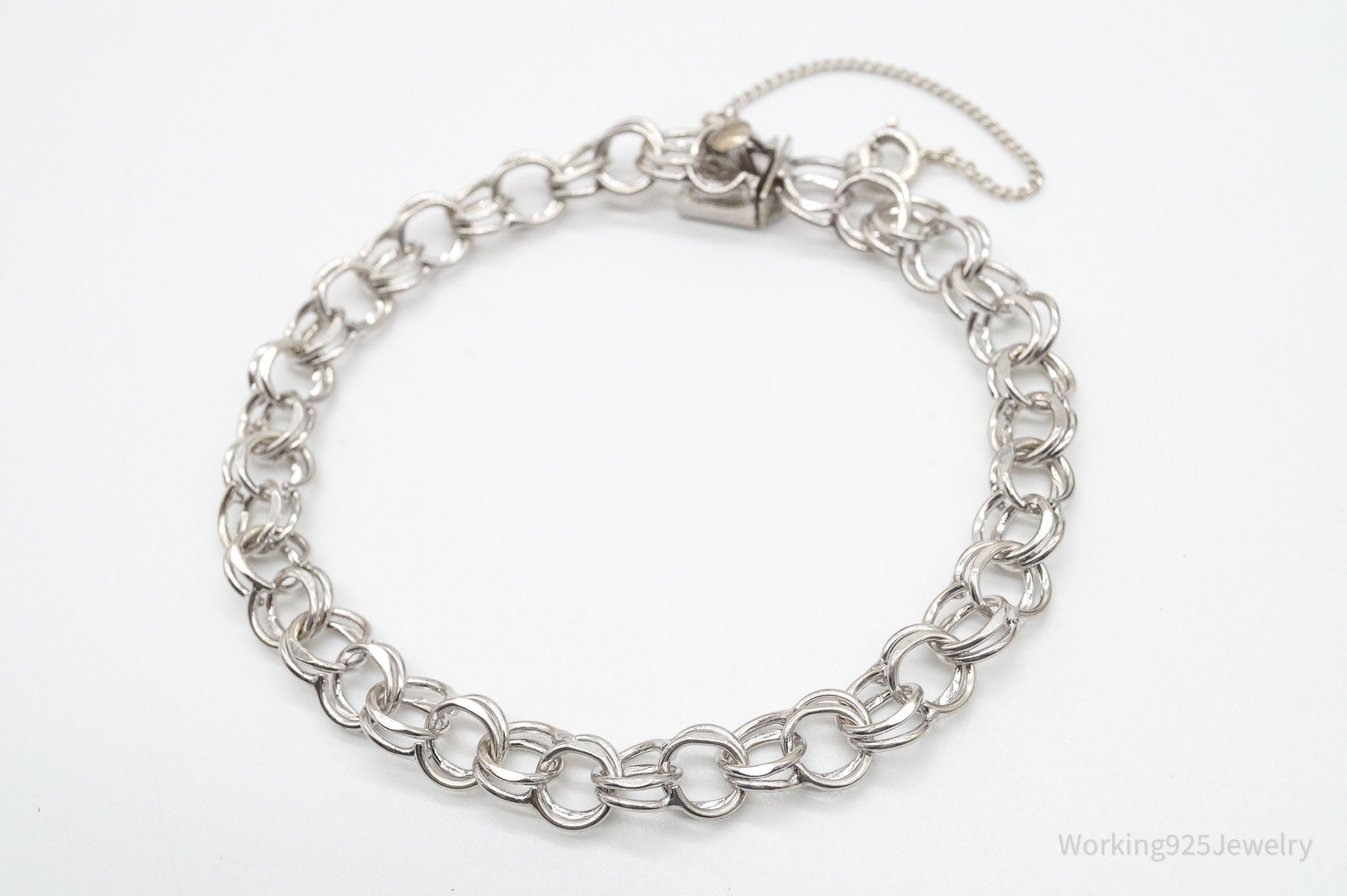 Vintage Sterling Silver Double Link Charm Bracelet