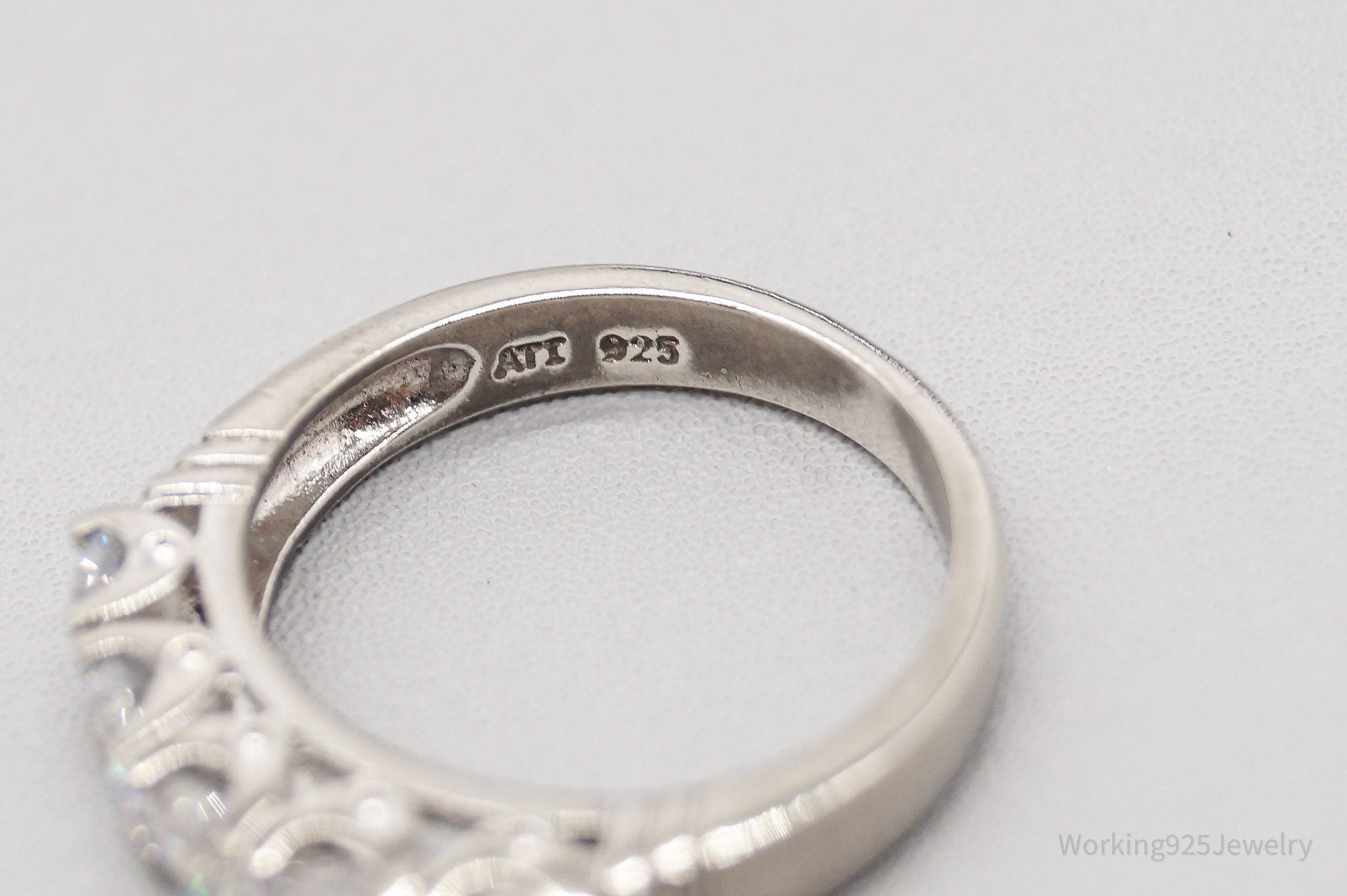 Vintage Cubic Zirconia Sterling Silver Ring - Size 5.75