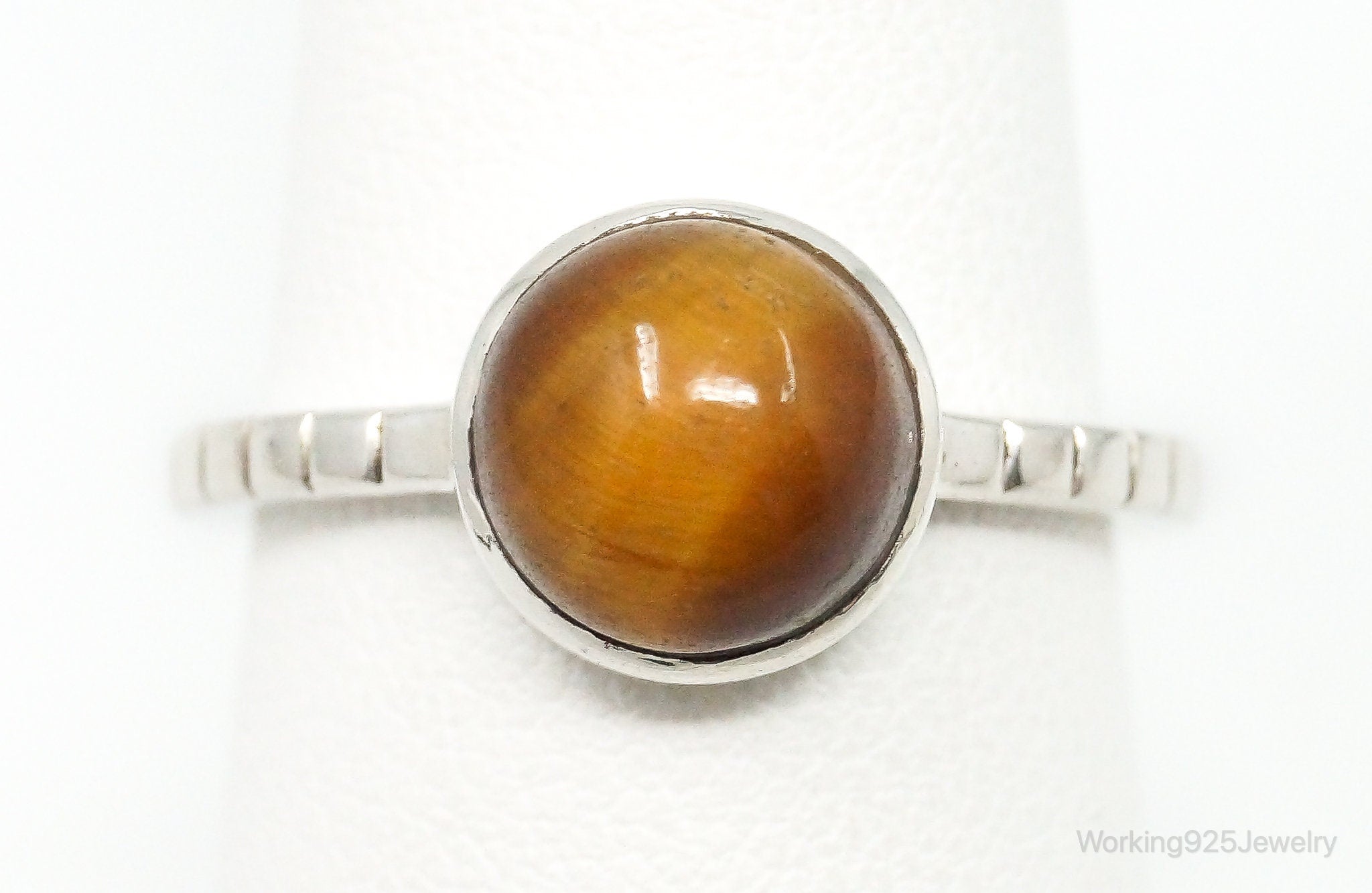 Vintage Tigers Eye Sterling Silver Ring - Size 7.75