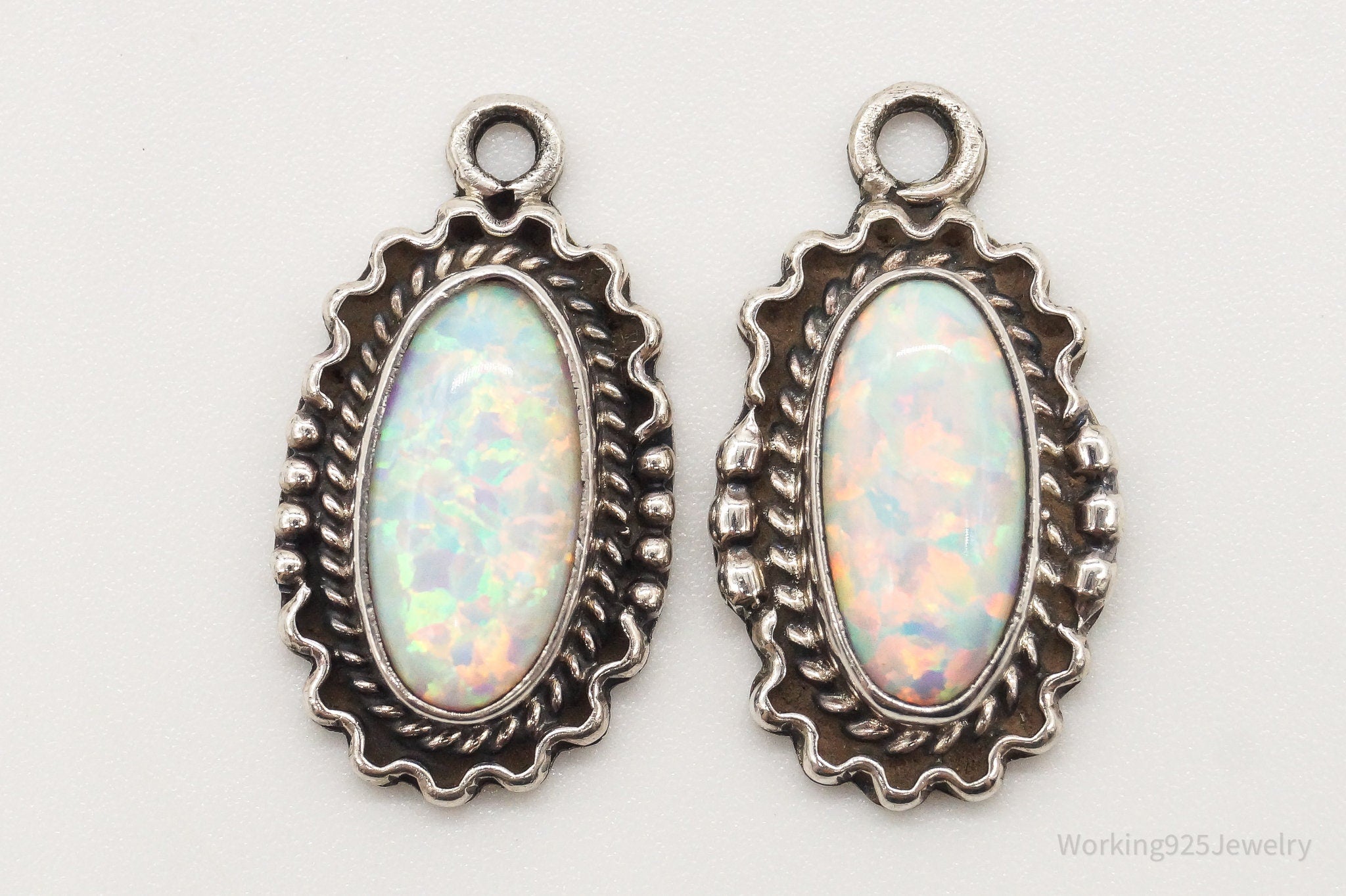 Vintage Native American RB Opal Sterling Silver Earring Jackets