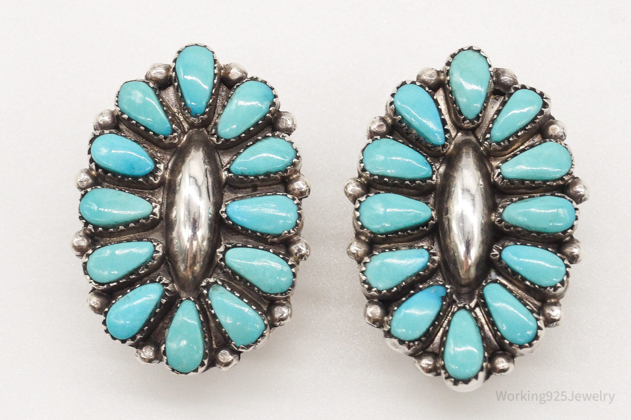 Vintage Native American Maryann & Felix Chavez Turquoise SterlingSilver Earrings