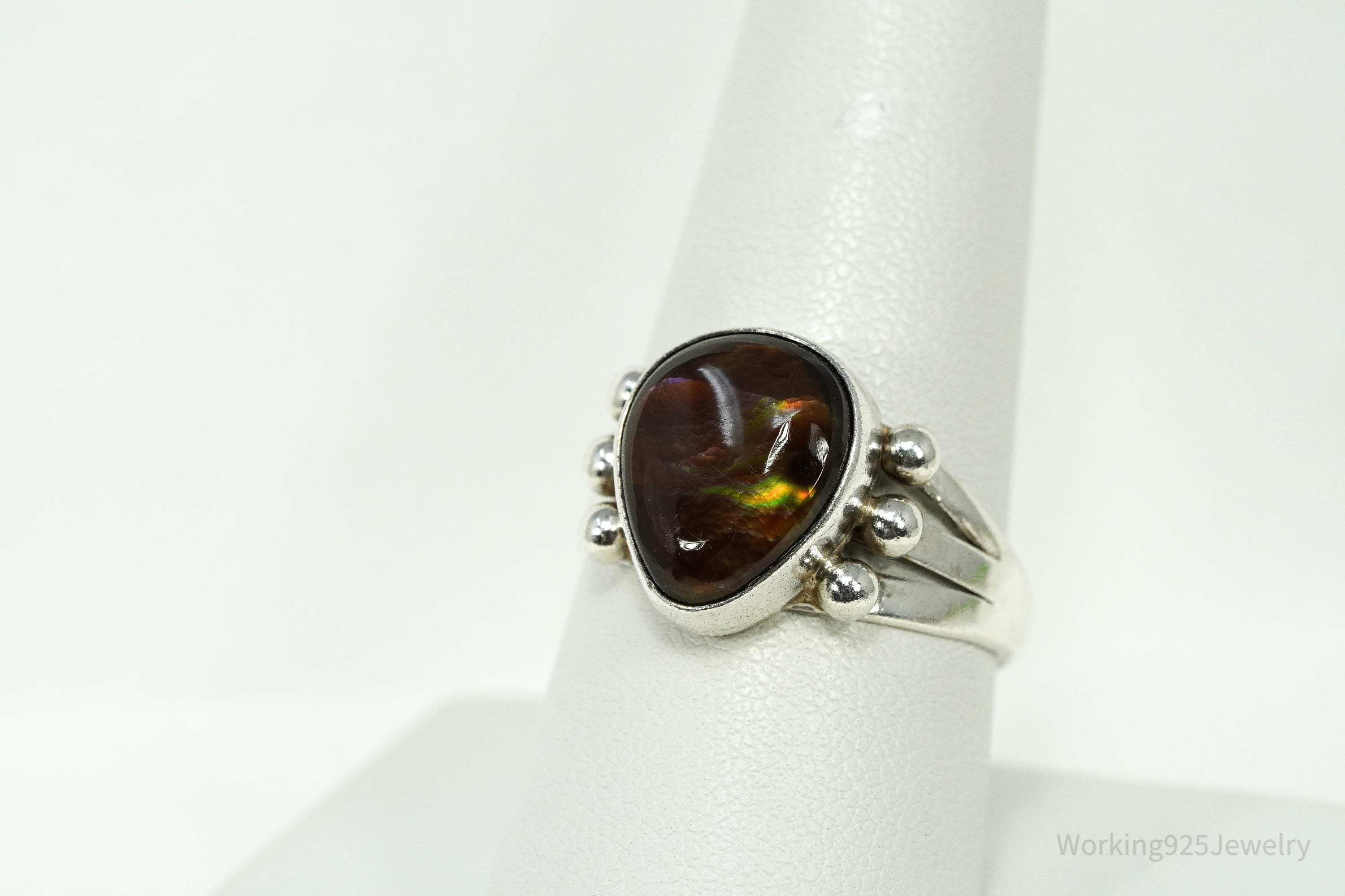 Vintage Mexico Fire Agate Sterling Silver Ring - Size 9
