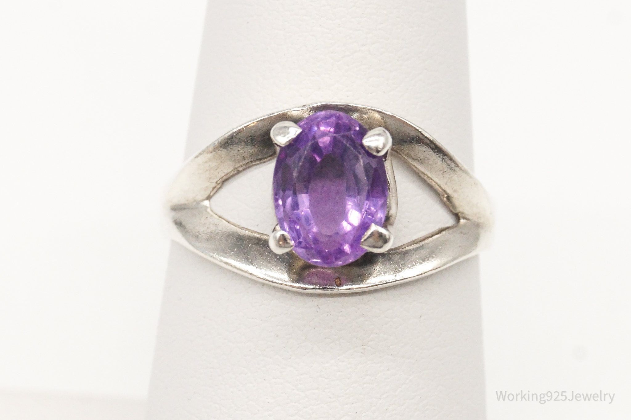 Vintage Mexico Amethyst 950 Silver Ring - Size 6.25