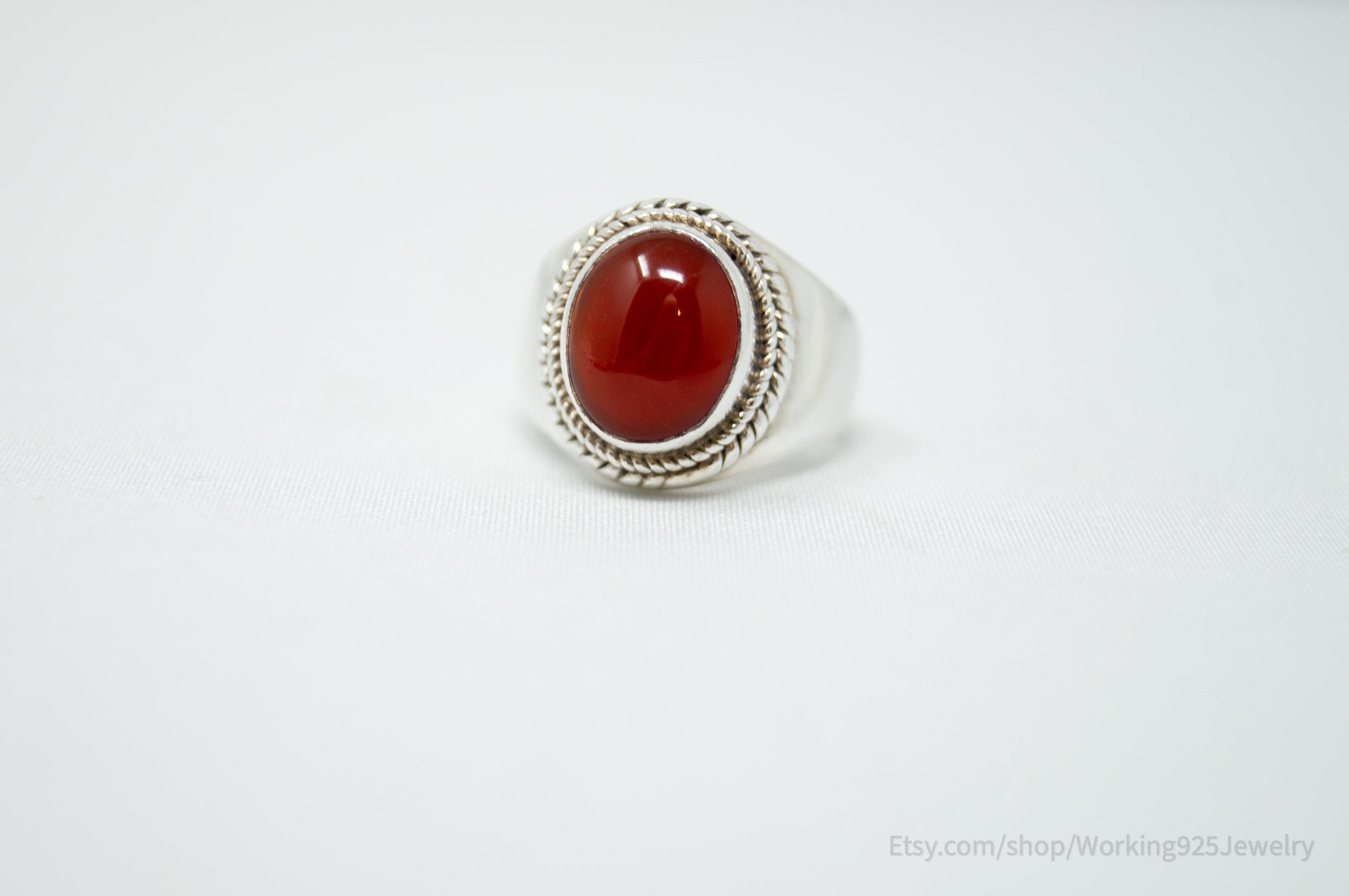 Vintage Western Style Carnelian Sterling Silver Ring - Size 3.5