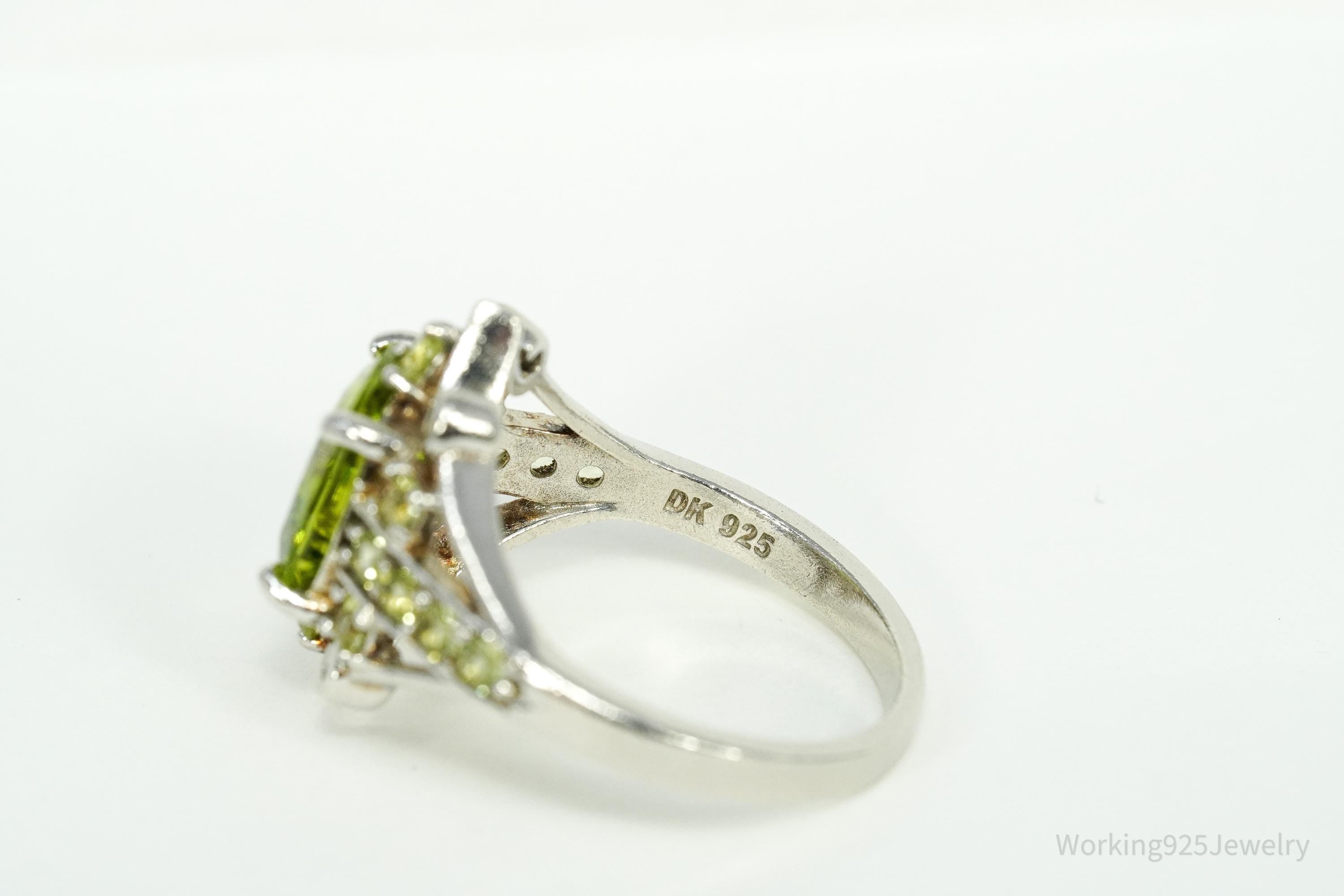 Vintage DK Peridot Sterling Silver Ring - Size 6.75
