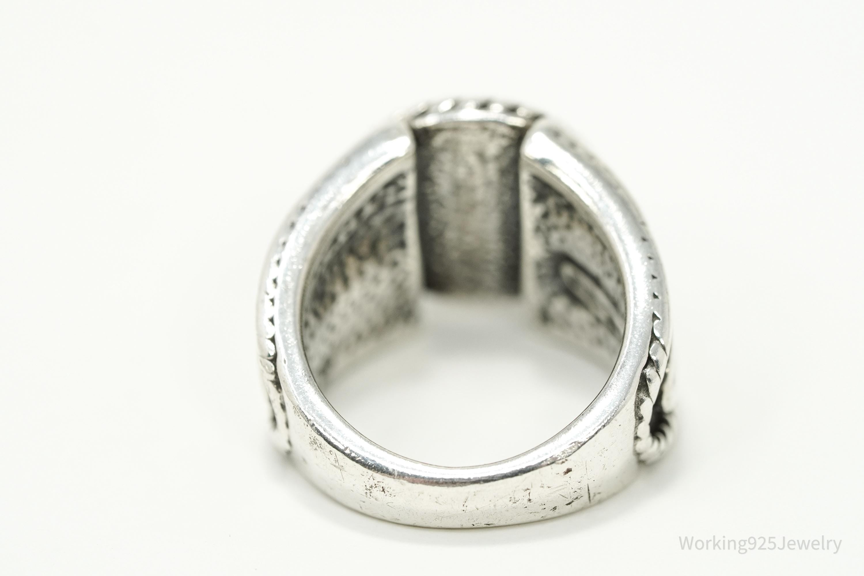 Vintage Native Designer Carolyn Pollack Malachite Sterling Silver Ring - Size 6