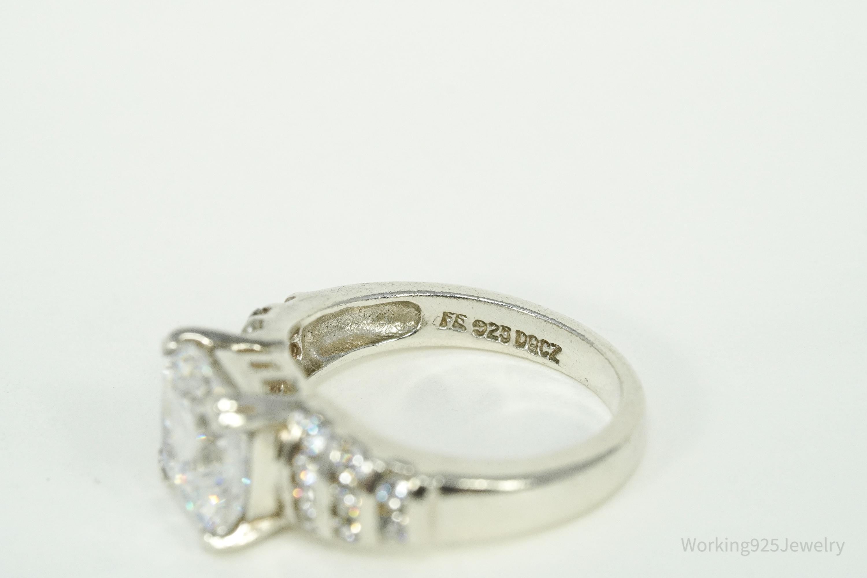 Vintage Diamonique Cubic Zirconia DQCZ Sterling Silver Ring - Size 6.75