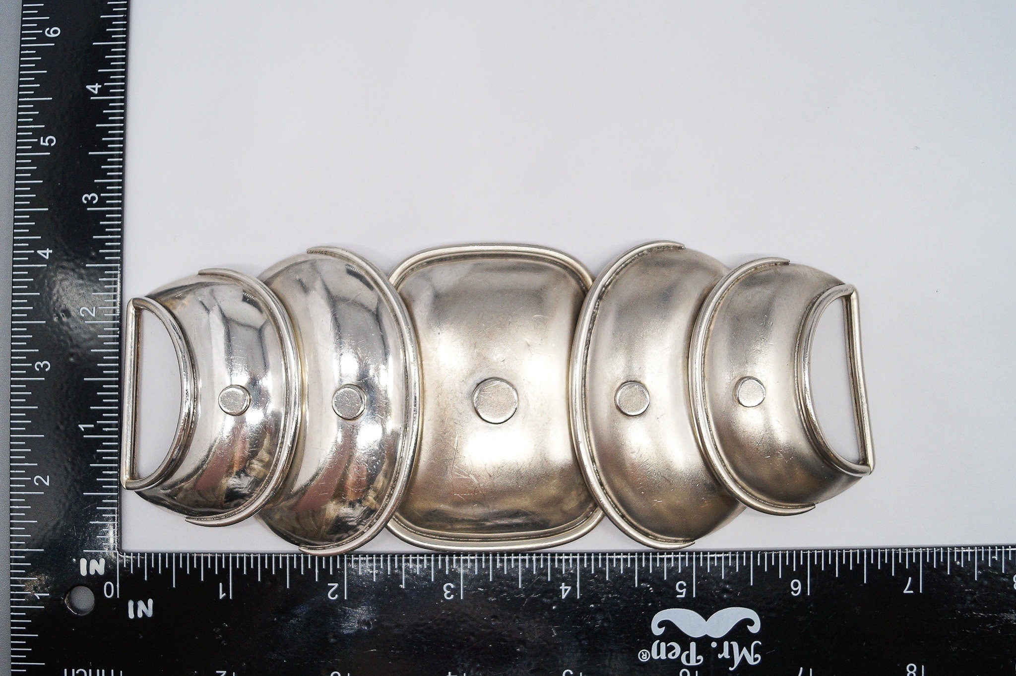 Large Vintage Mexico Modernist Hector Aguilar Armadillo Sterling Silver Belt Buckle