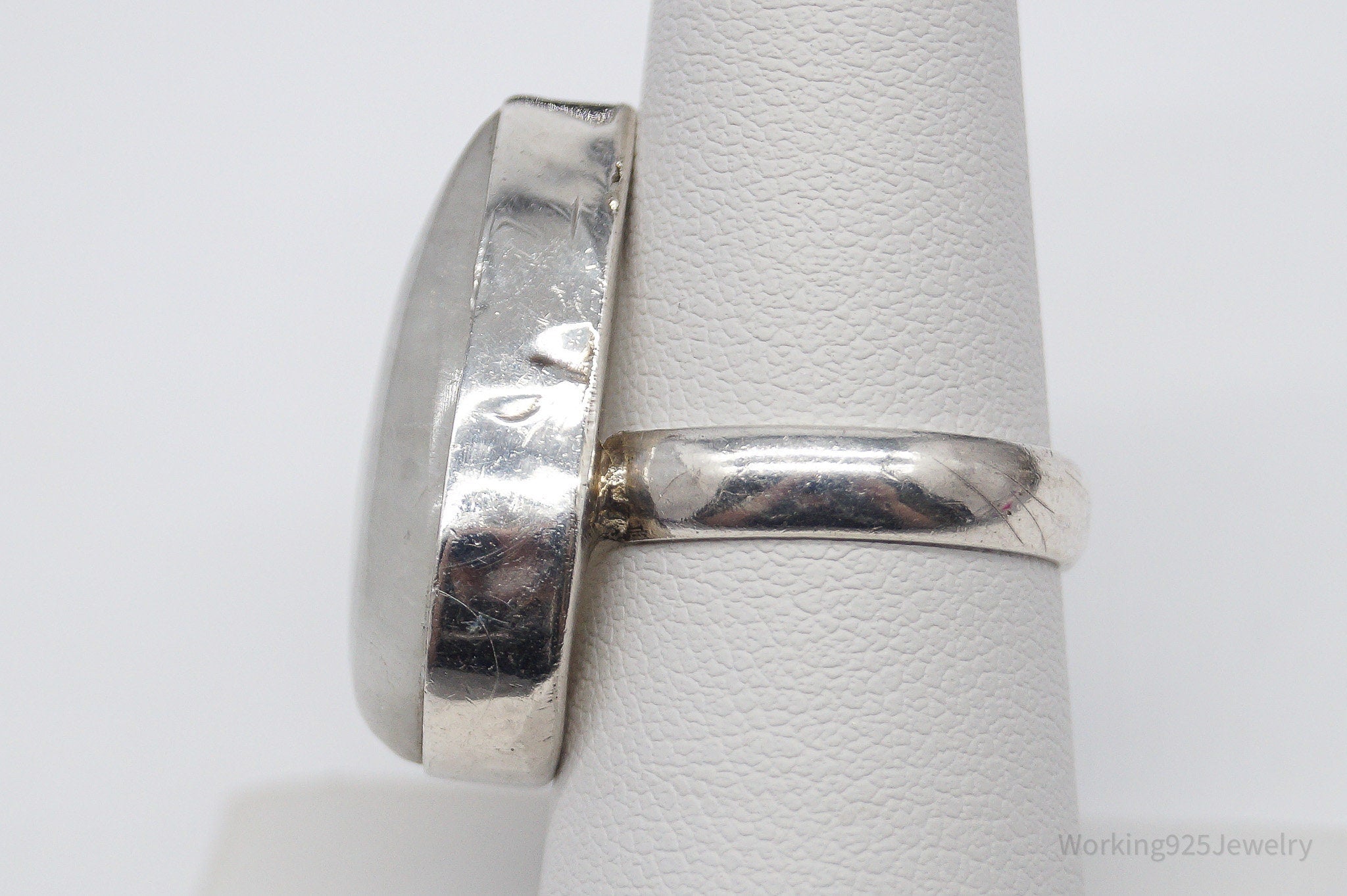 Vintage Large Moonstone Sterling Silver Ring - Size 7