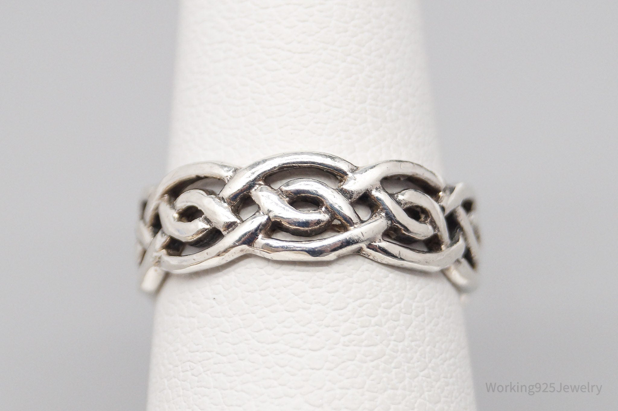 Vintage Celtic Knots Sterling Silver Band Ring - Size 6