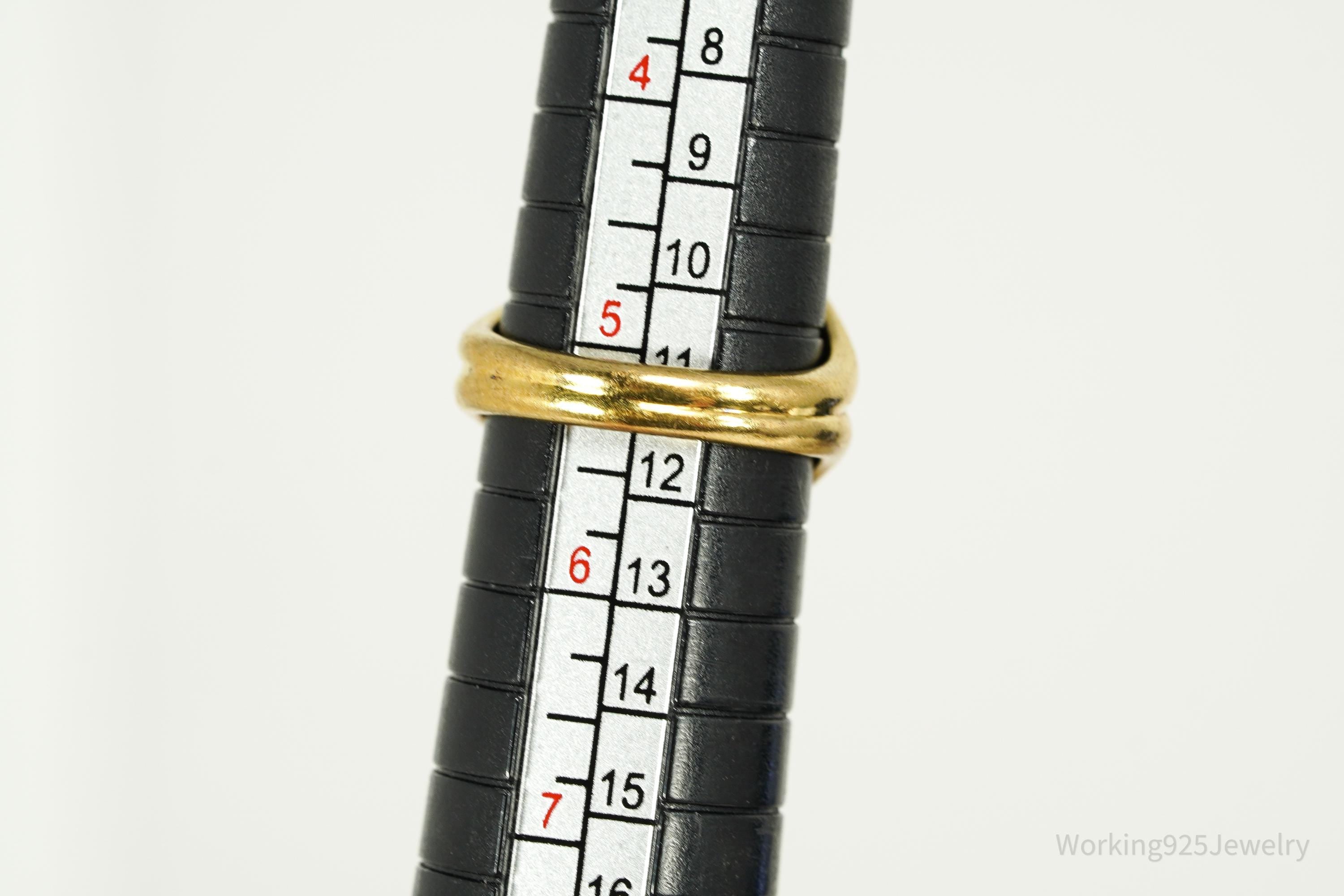 Vintage Lapis Lazuli Gold Vermeil Sterling Silver Ring - Size 5.25