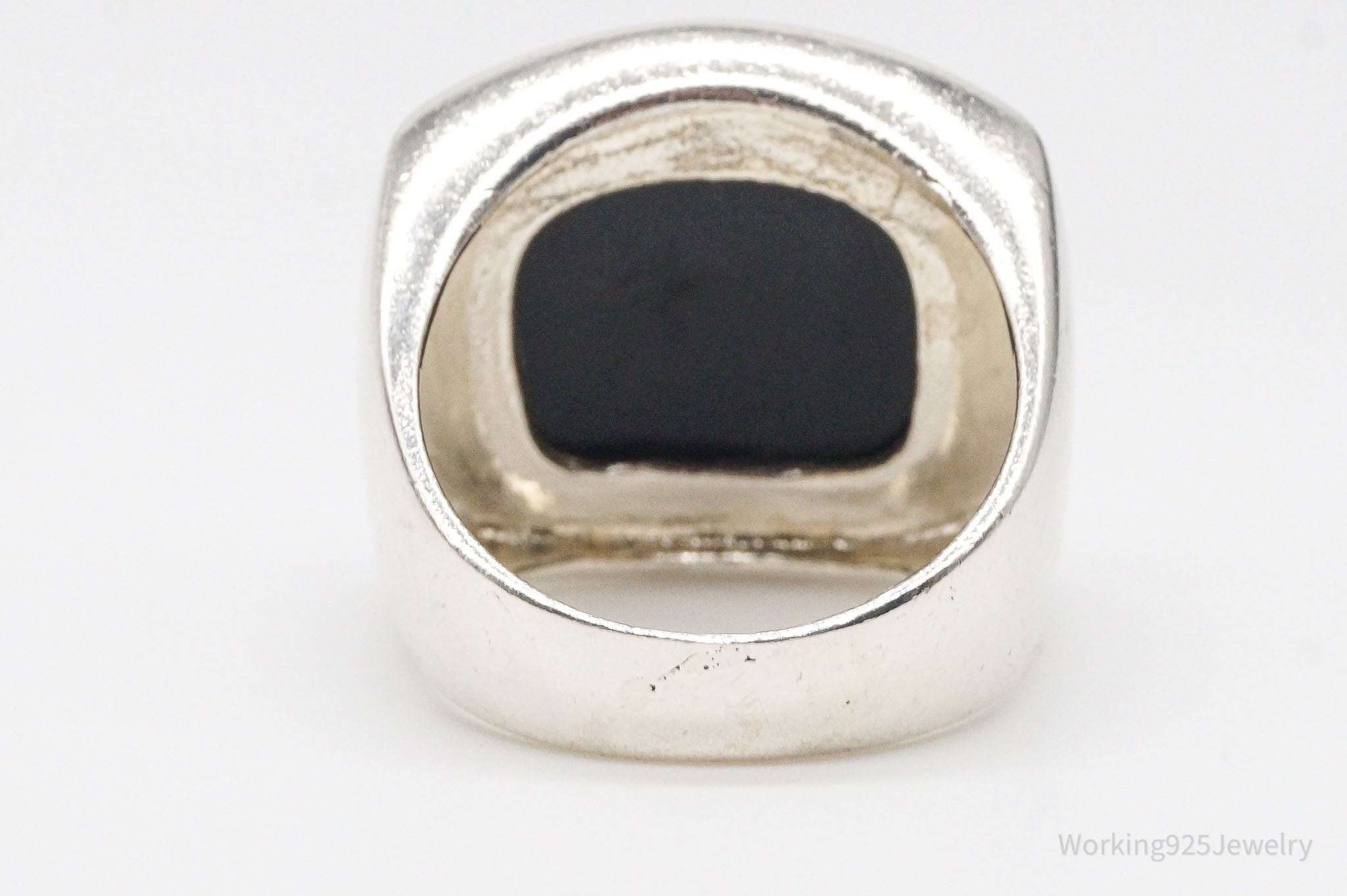 Vintage CFJ Black Onyx Sterling Silver Ring - Size 7.75